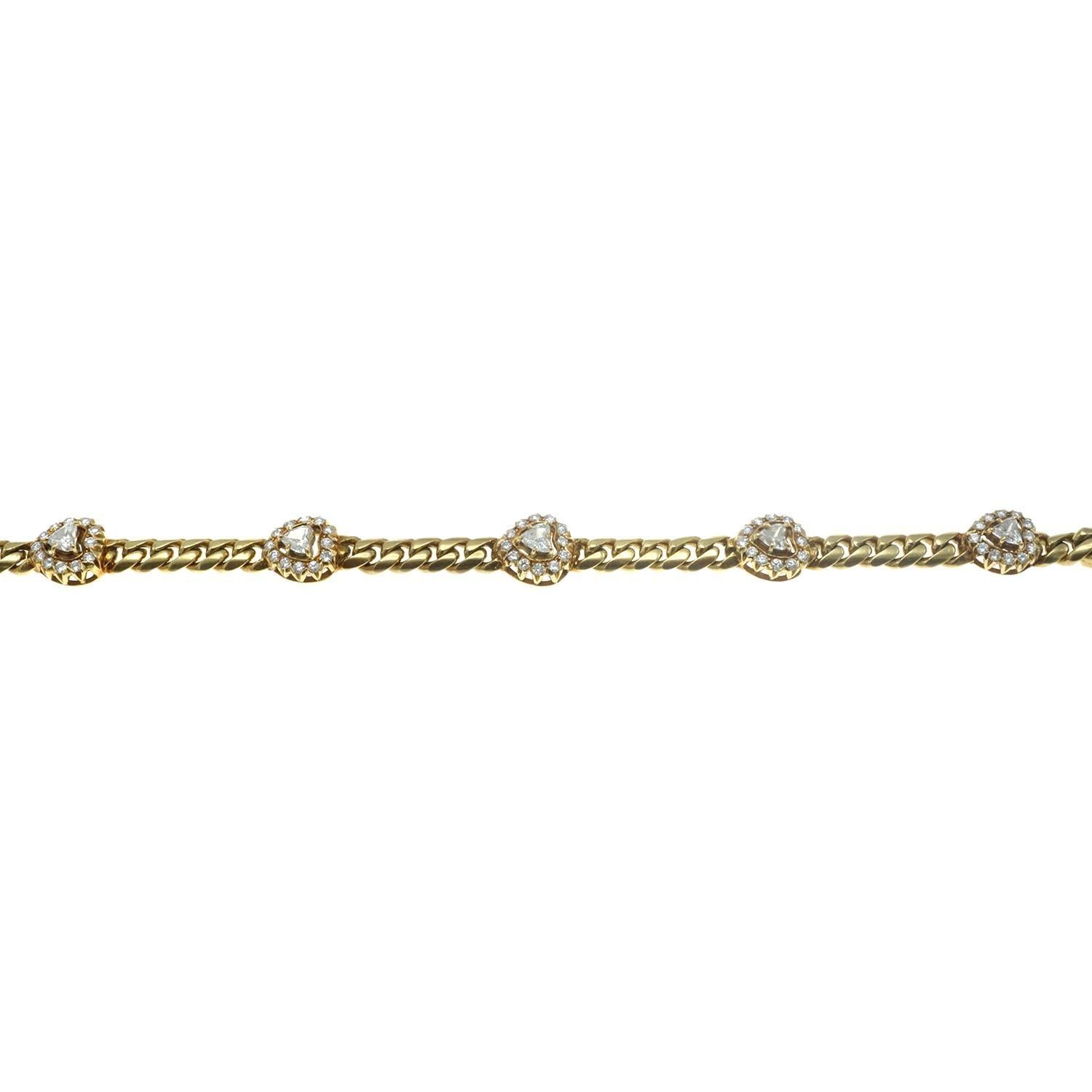 2.25 Carat Diamond Heart and 18 Karat Gold Bracelet