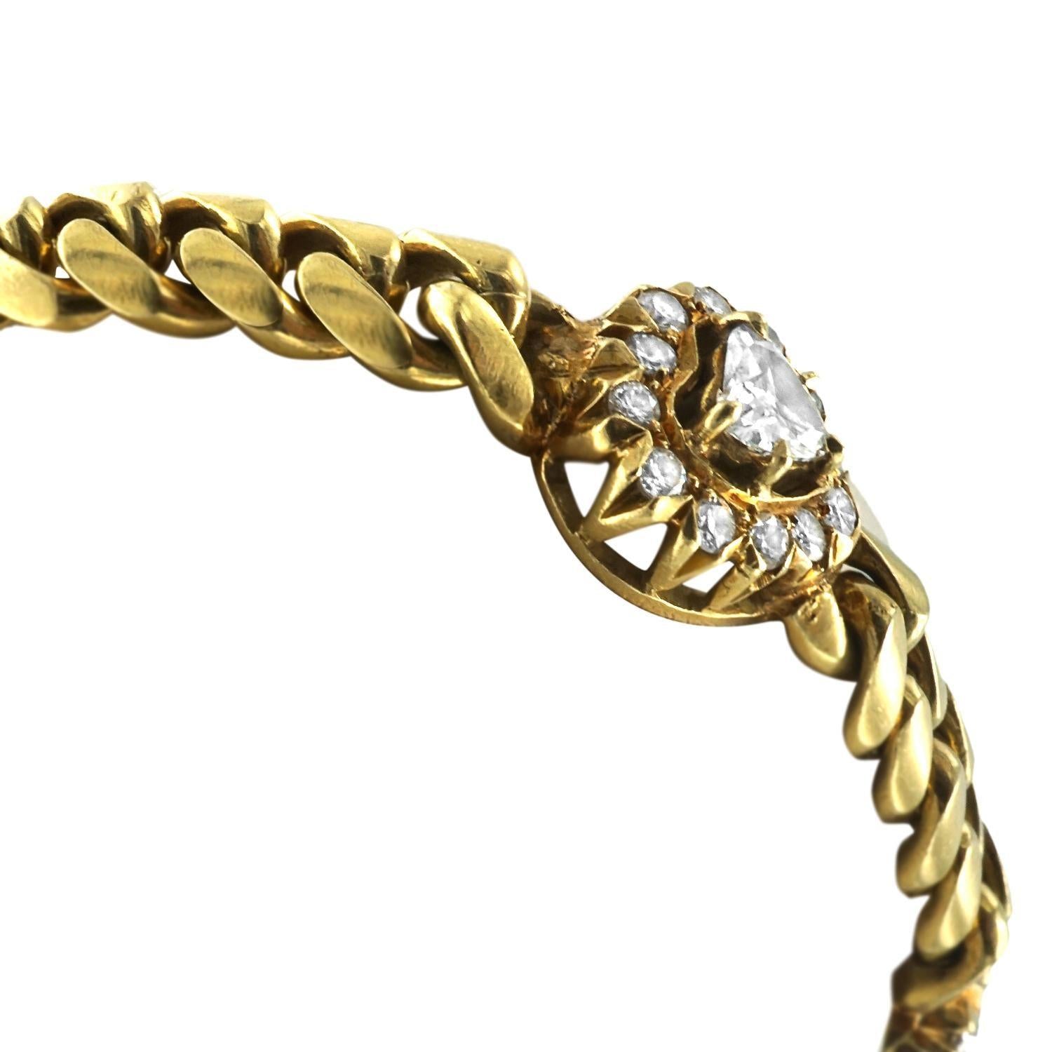 2.25 Carat Diamond Heart and 18 Karat Gold Bracelet