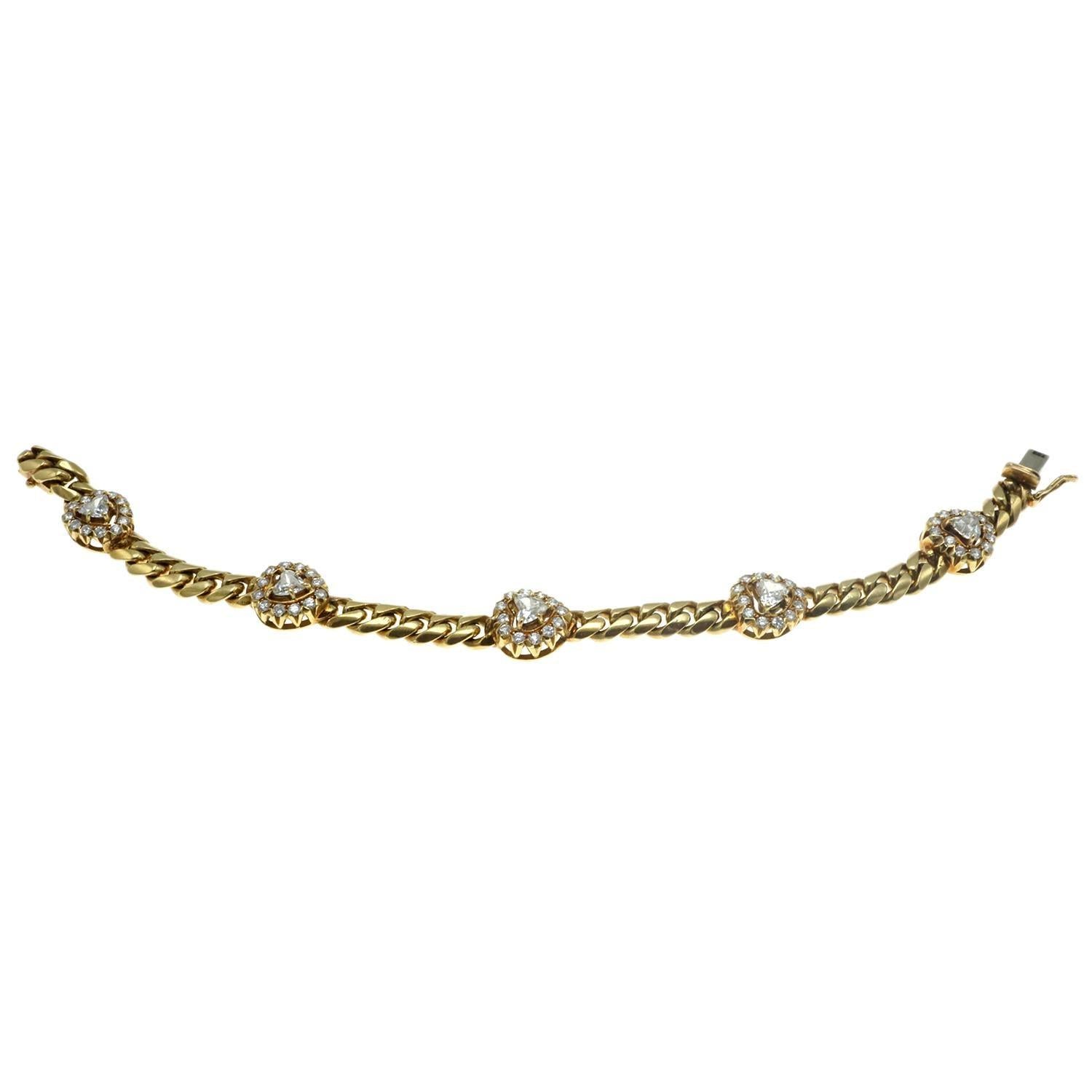 2.25 Carat Diamond Heart and 18 Karat Gold Bracelet