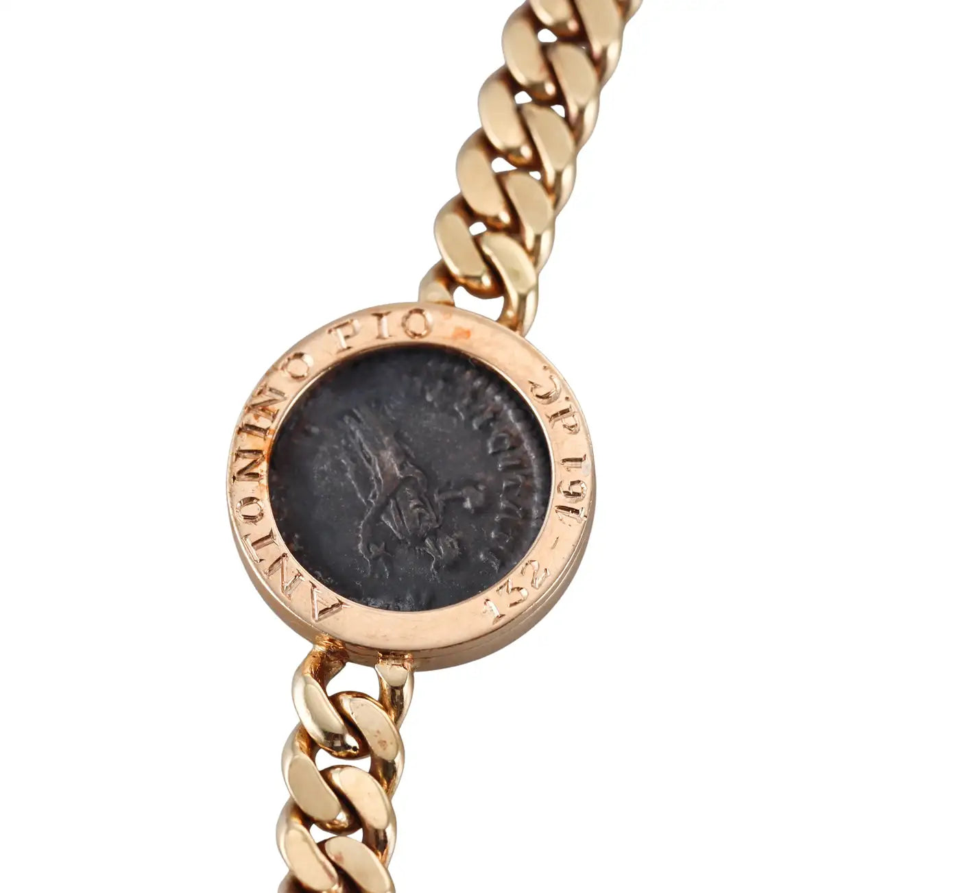 Bulgari Monete 7 Ancient Coin Diamond Rose Gold Necklace