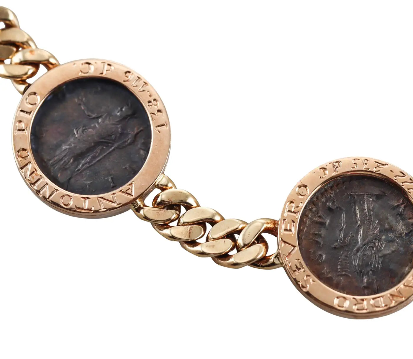 Bulgari Monete 7 Ancient Coin Diamond Rose Gold Necklace