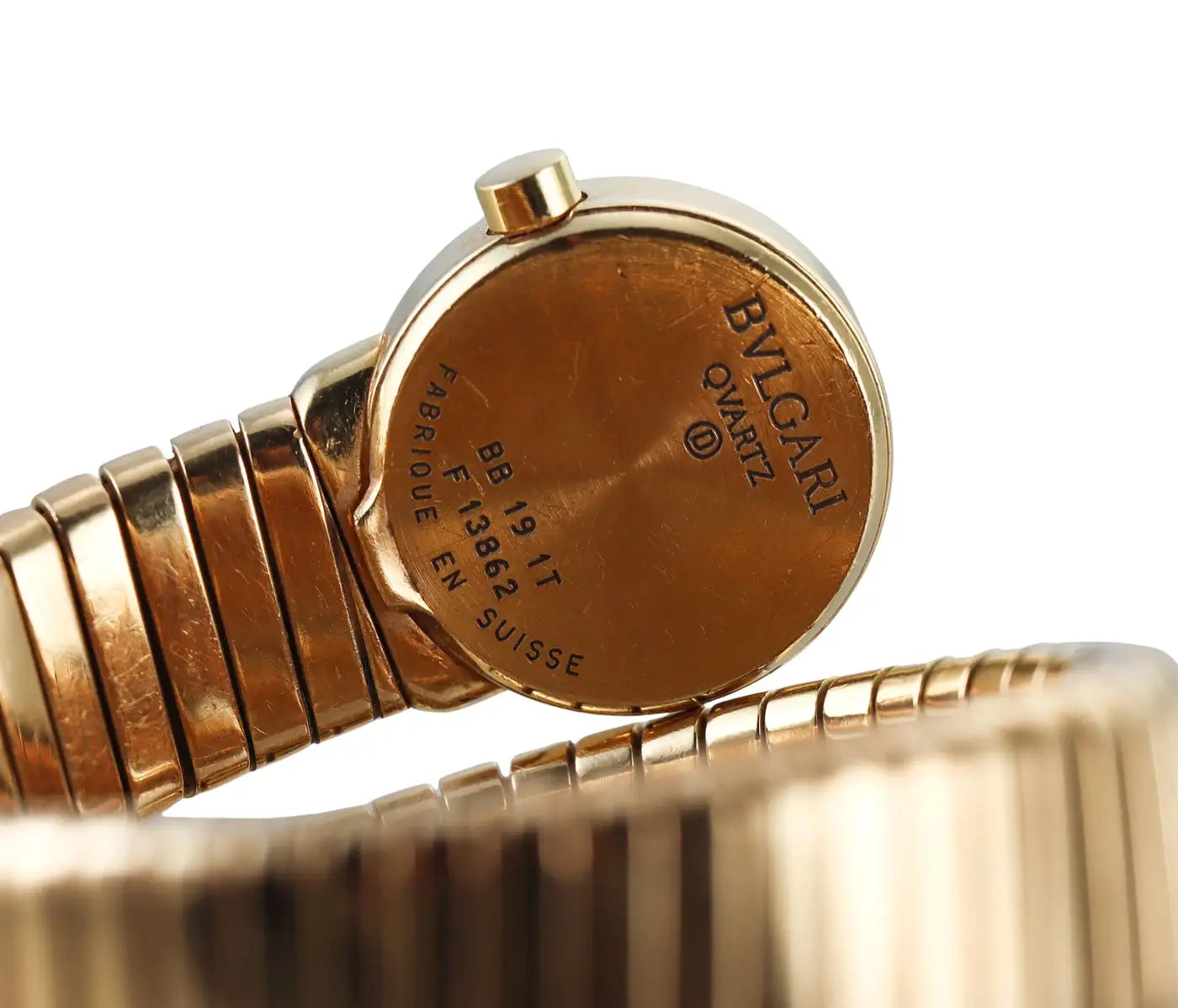 Bulgari Tubogas Yellow Gold Coil Wrap Watch Bracelet BB191T