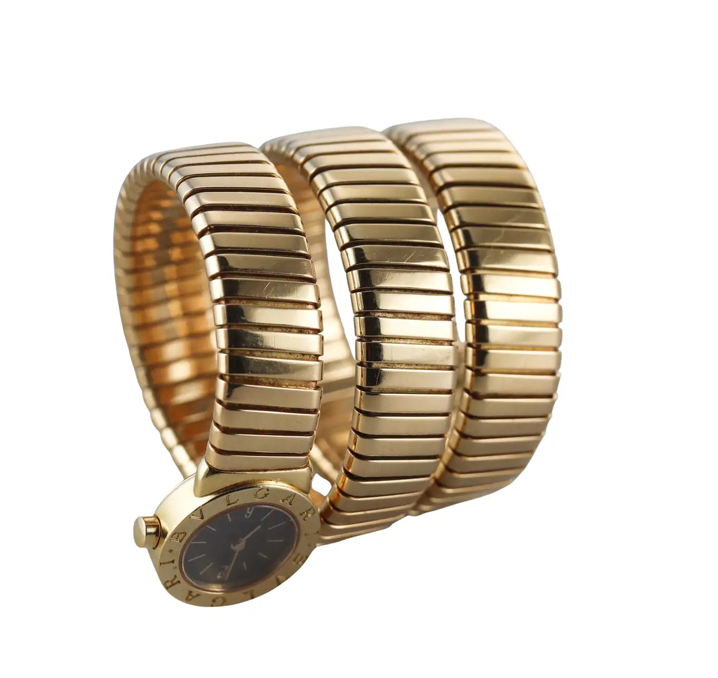 Bulgari Tubogas Yellow Gold Coil Wrap Watch Bracelet BB191T