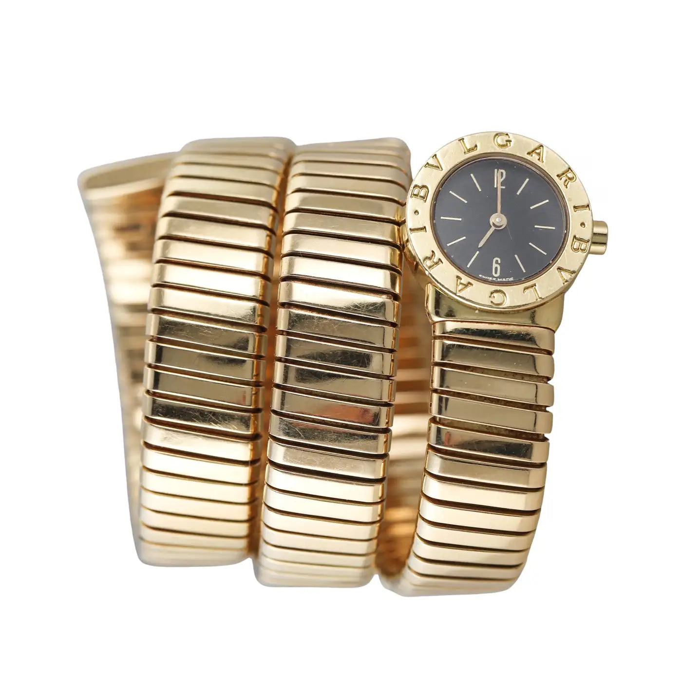 Bulgari Tubogas Yellow Gold Coil Wrap Watch Bracelet BB191T