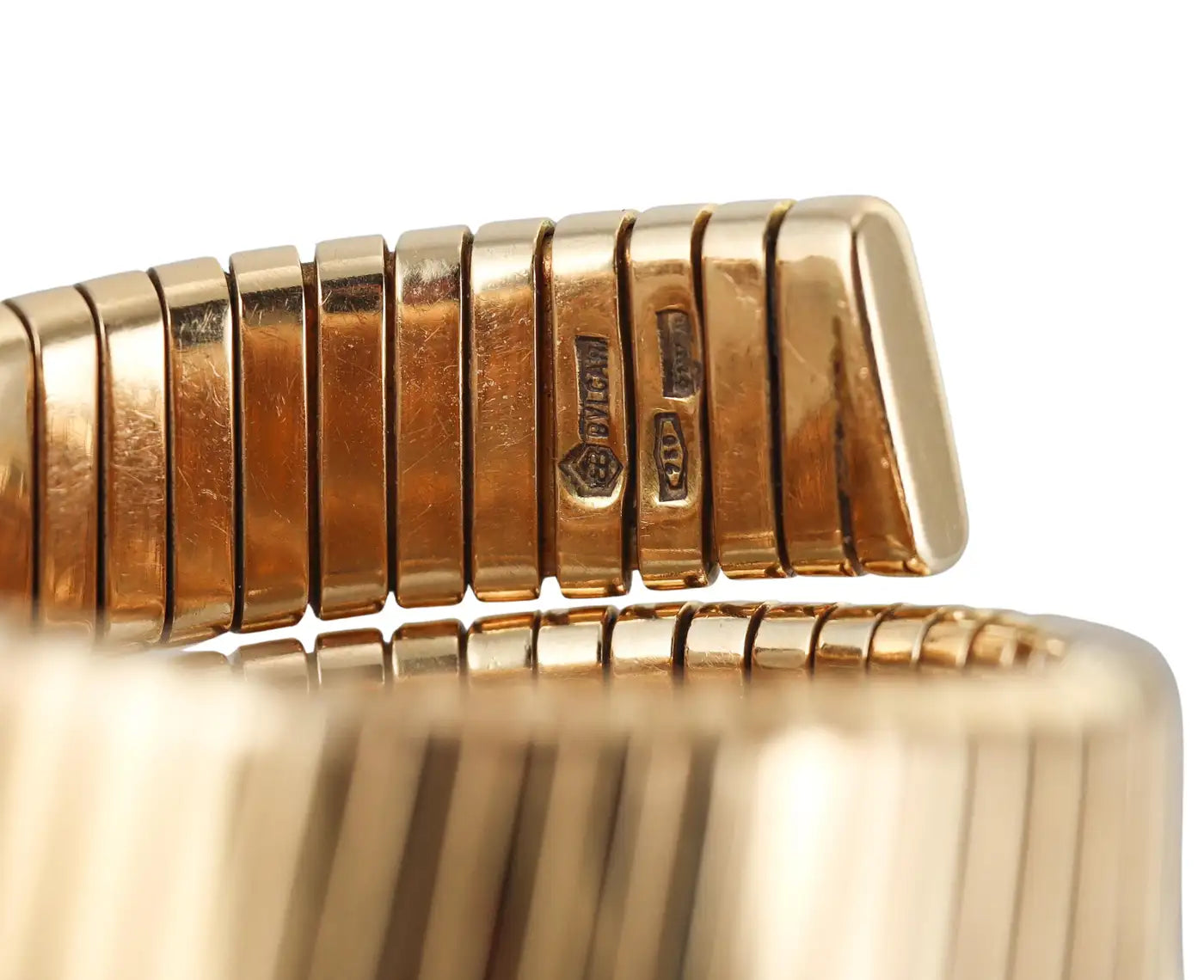 Bulgari Tubogas Yellow Gold Coil Wrap Watch Bracelet BB191T