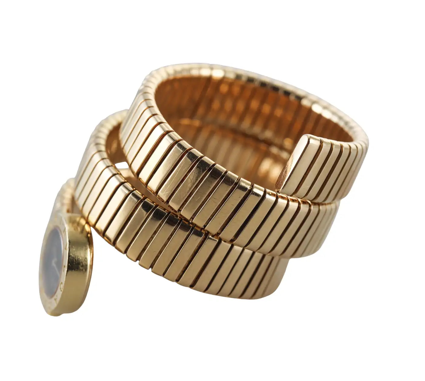 Bulgari Tubogas Yellow Gold Coil Wrap Watch Bracelet BB191T