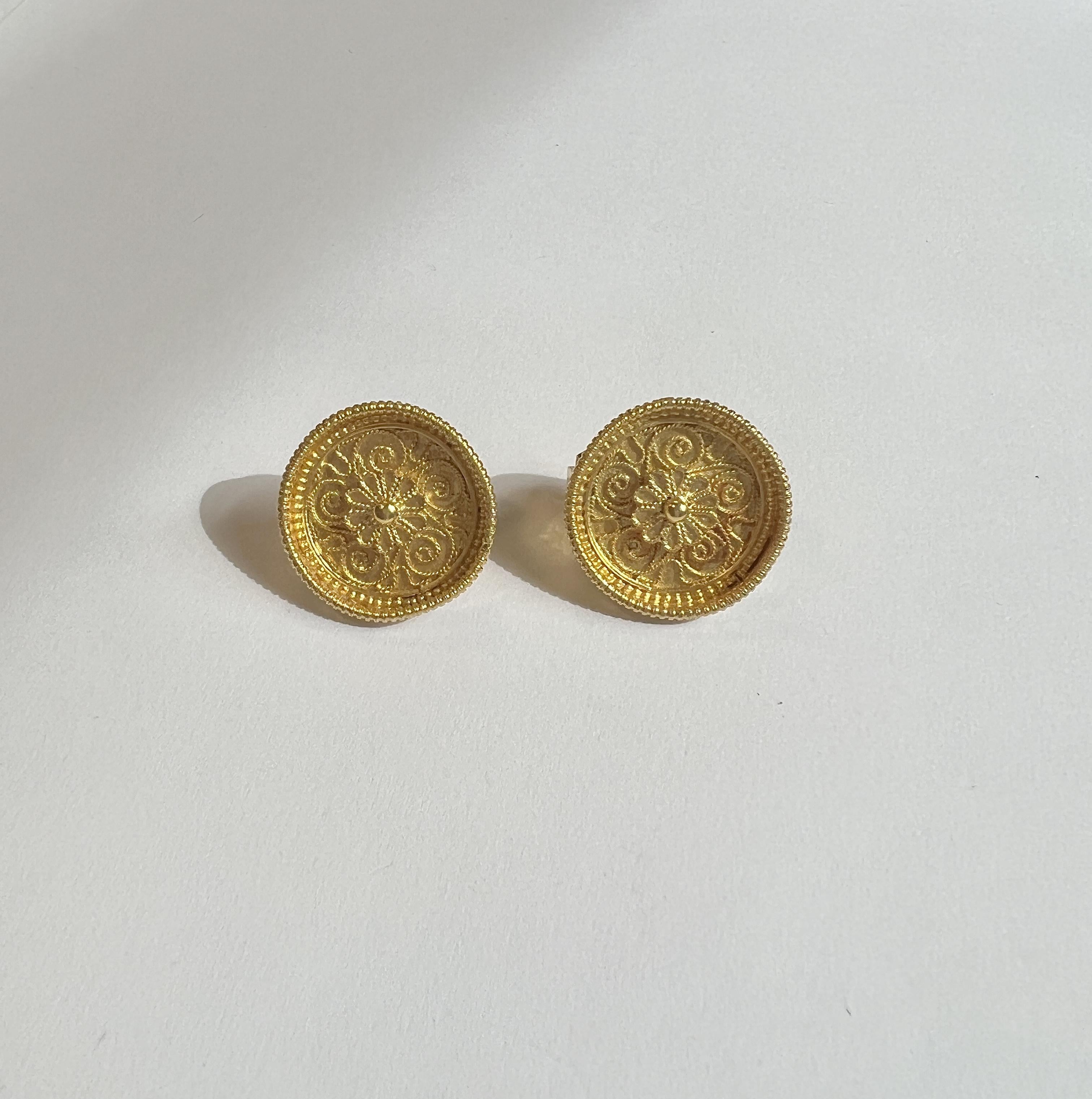 Ilias Lalaounis 18K YG Etruscan Revival Clip-on Earrings