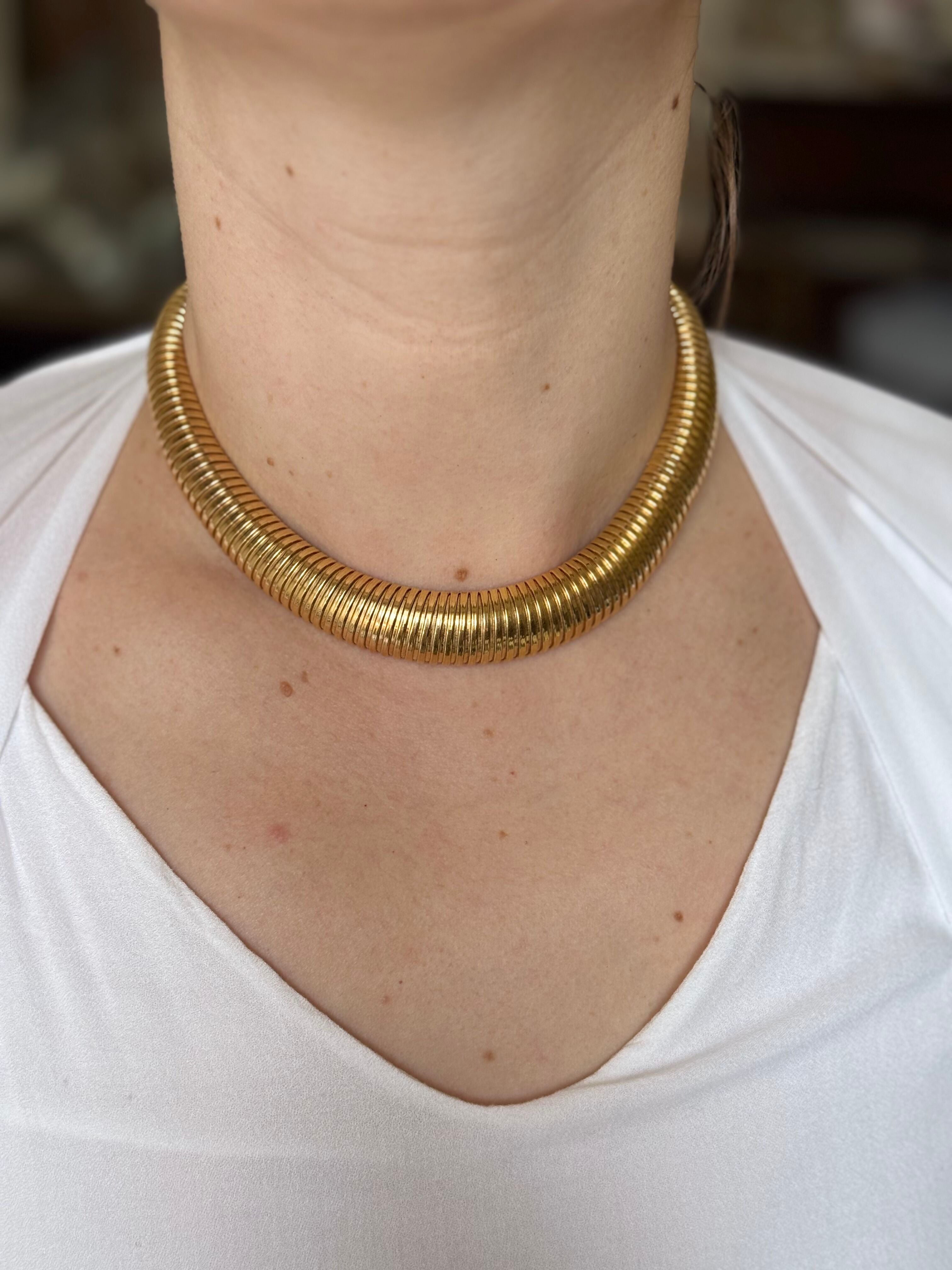 Tiffany & Co Midcentury Gold Tubogas Style Necklace