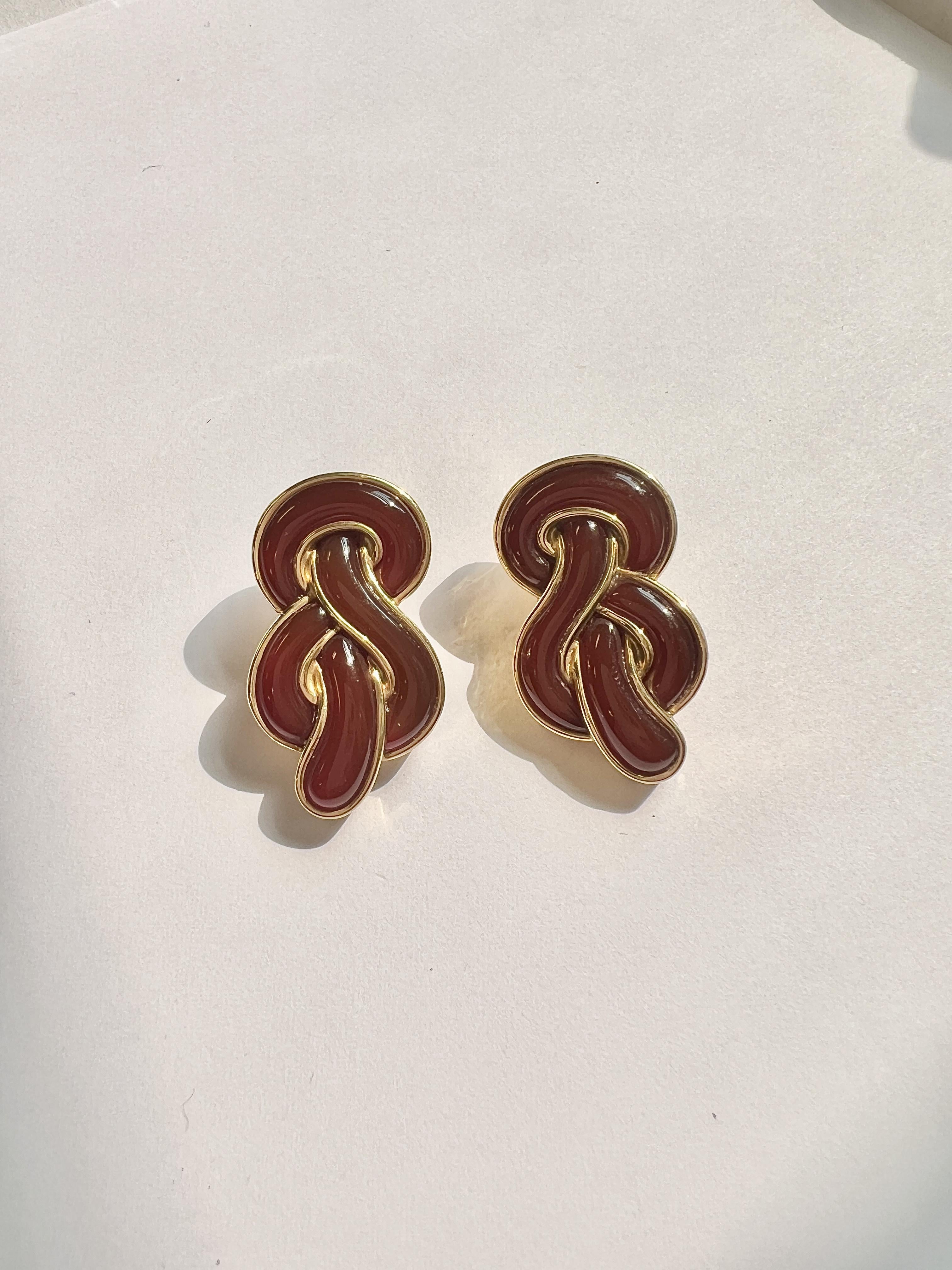 Angela Cummings Agate 18k Gold Clip On Earrings