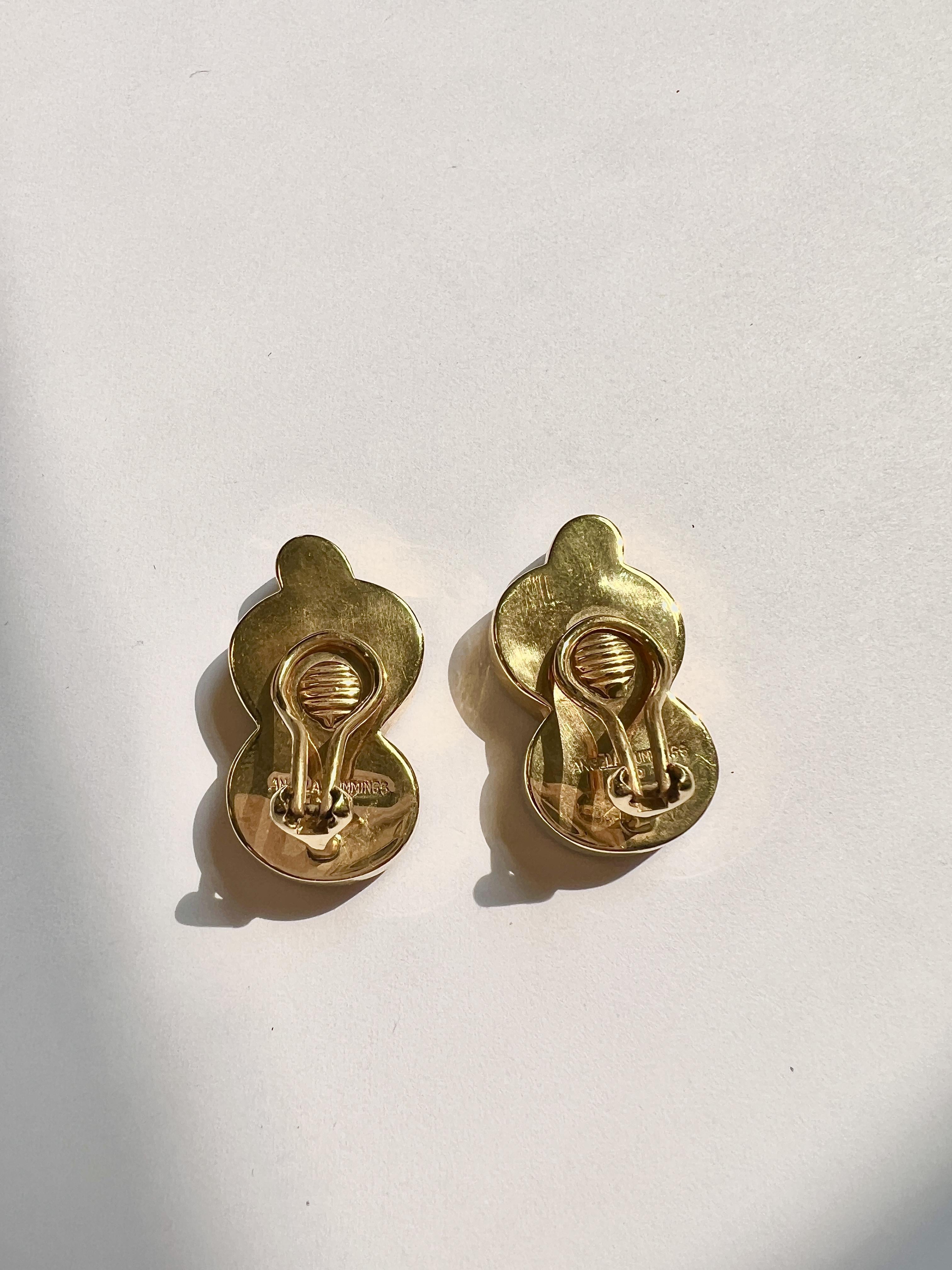 Angela Cummings Agate 18k Gold Clip On Earrings