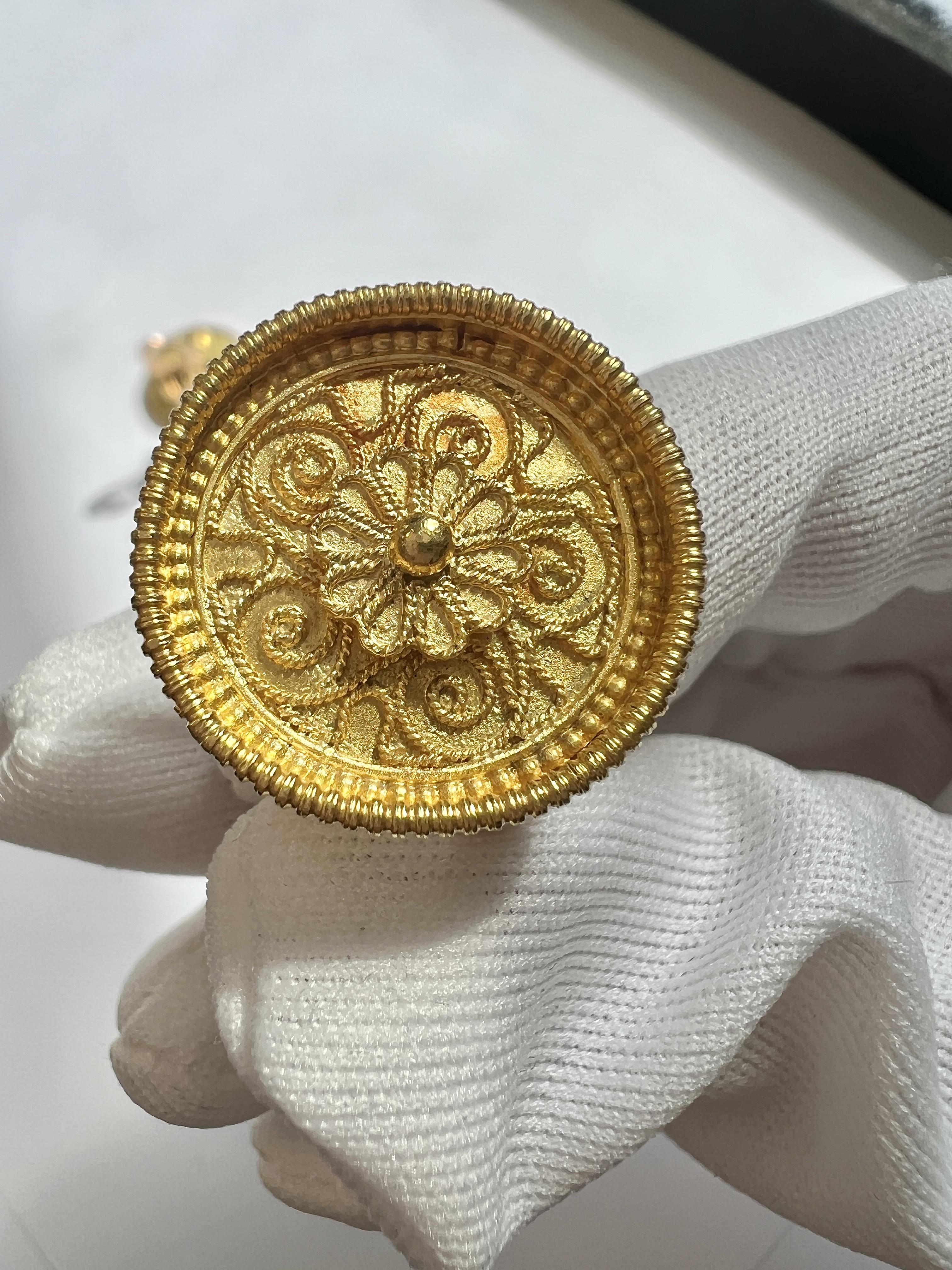 Ilias Lalaounis 18K YG Etruscan Revival Clip-on Earrings