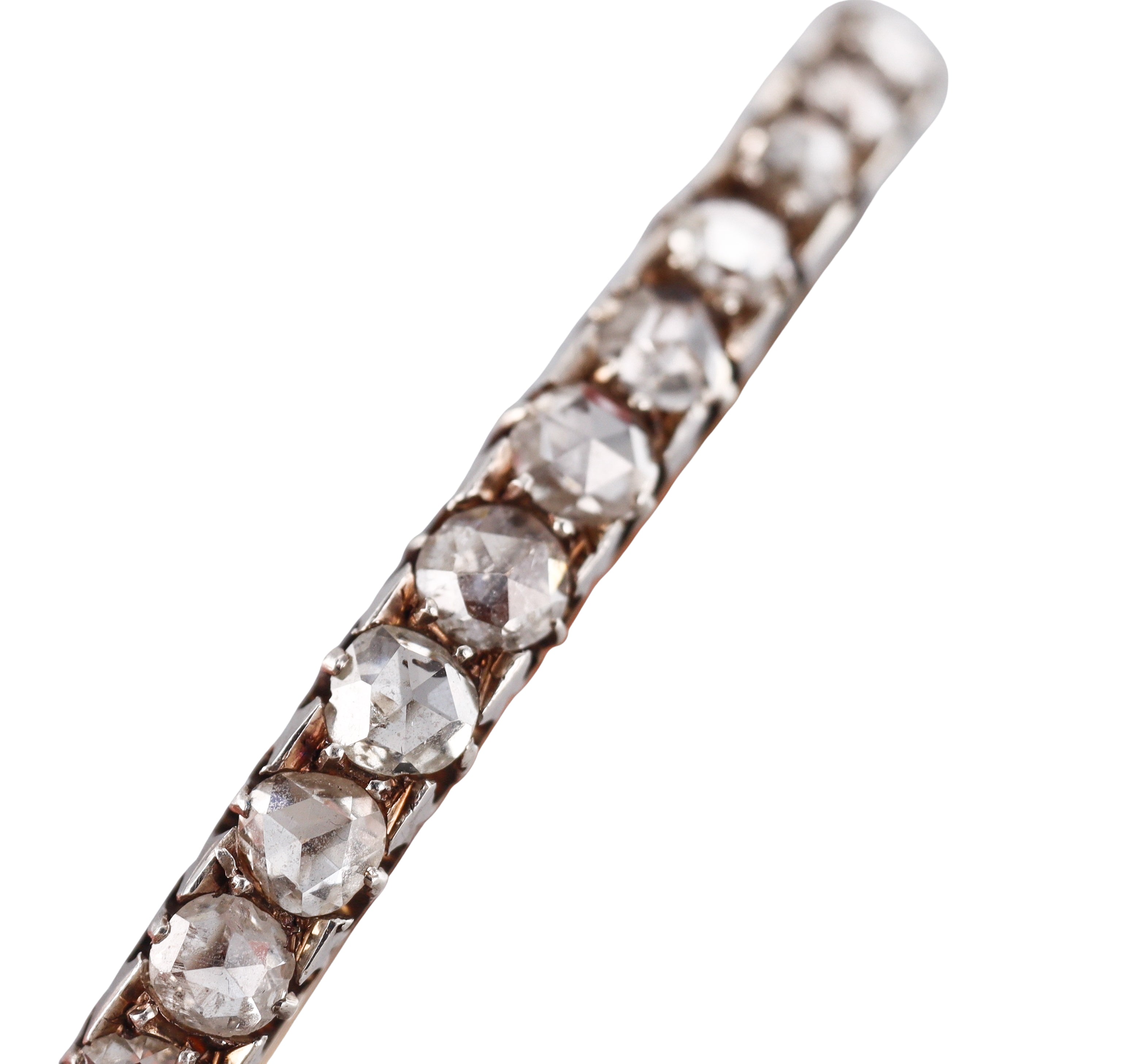 Antique Victorian French Rose Cut Diamond Gold Silver Bangle Bracelet