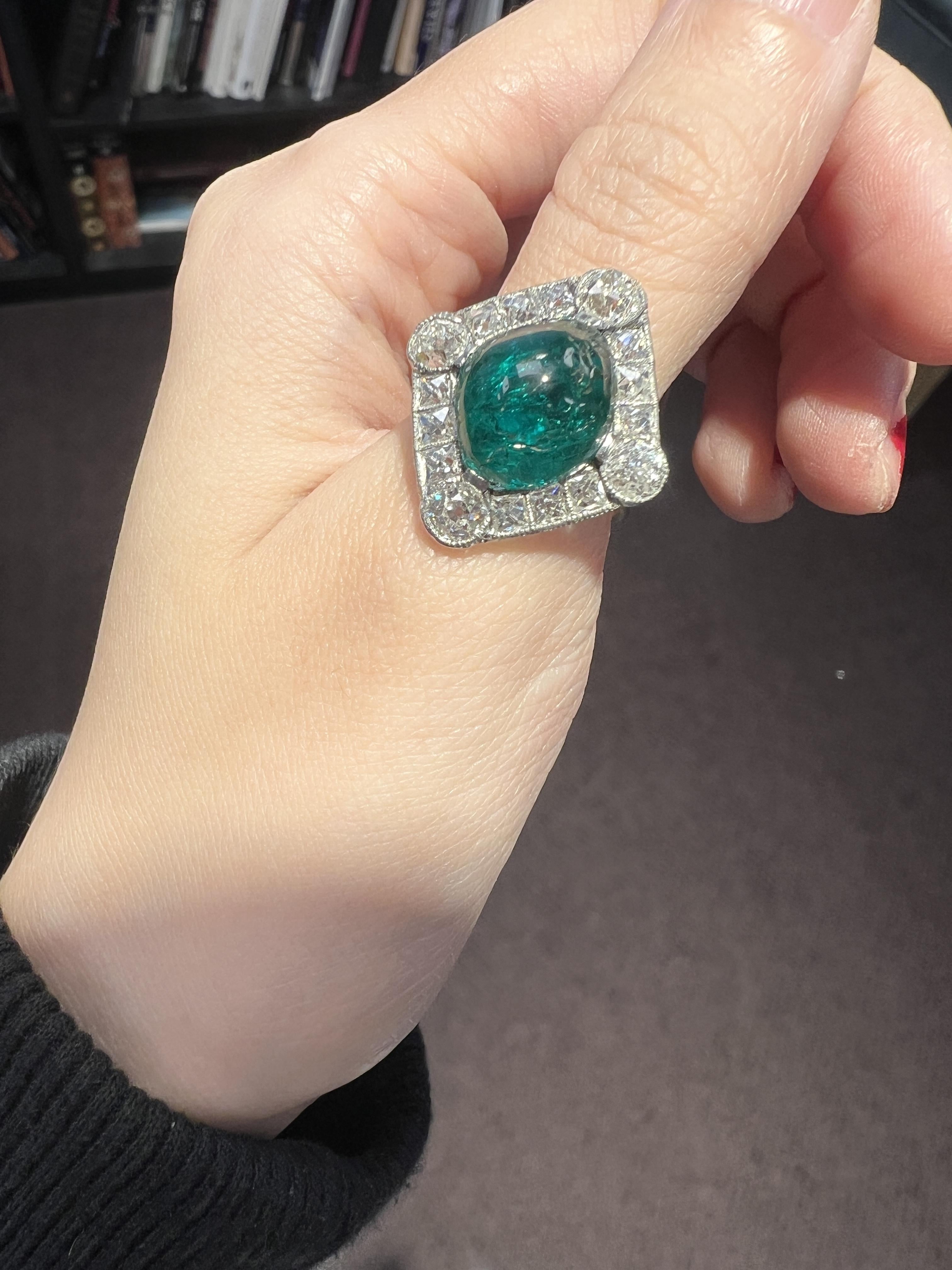 Cartier Platinum Emerald and Diamond Dress Ring