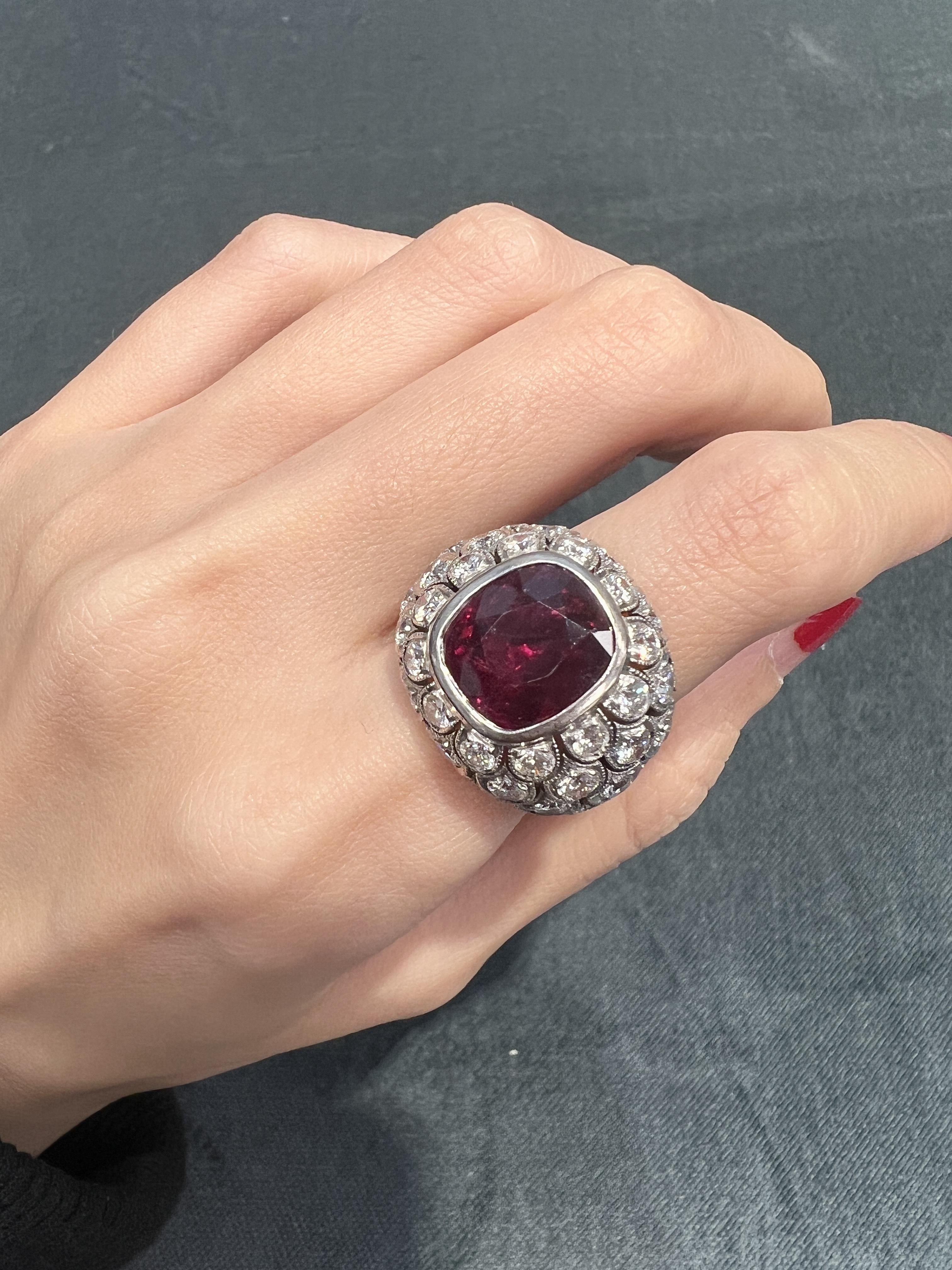 Burma Ruby and Diamond Ring