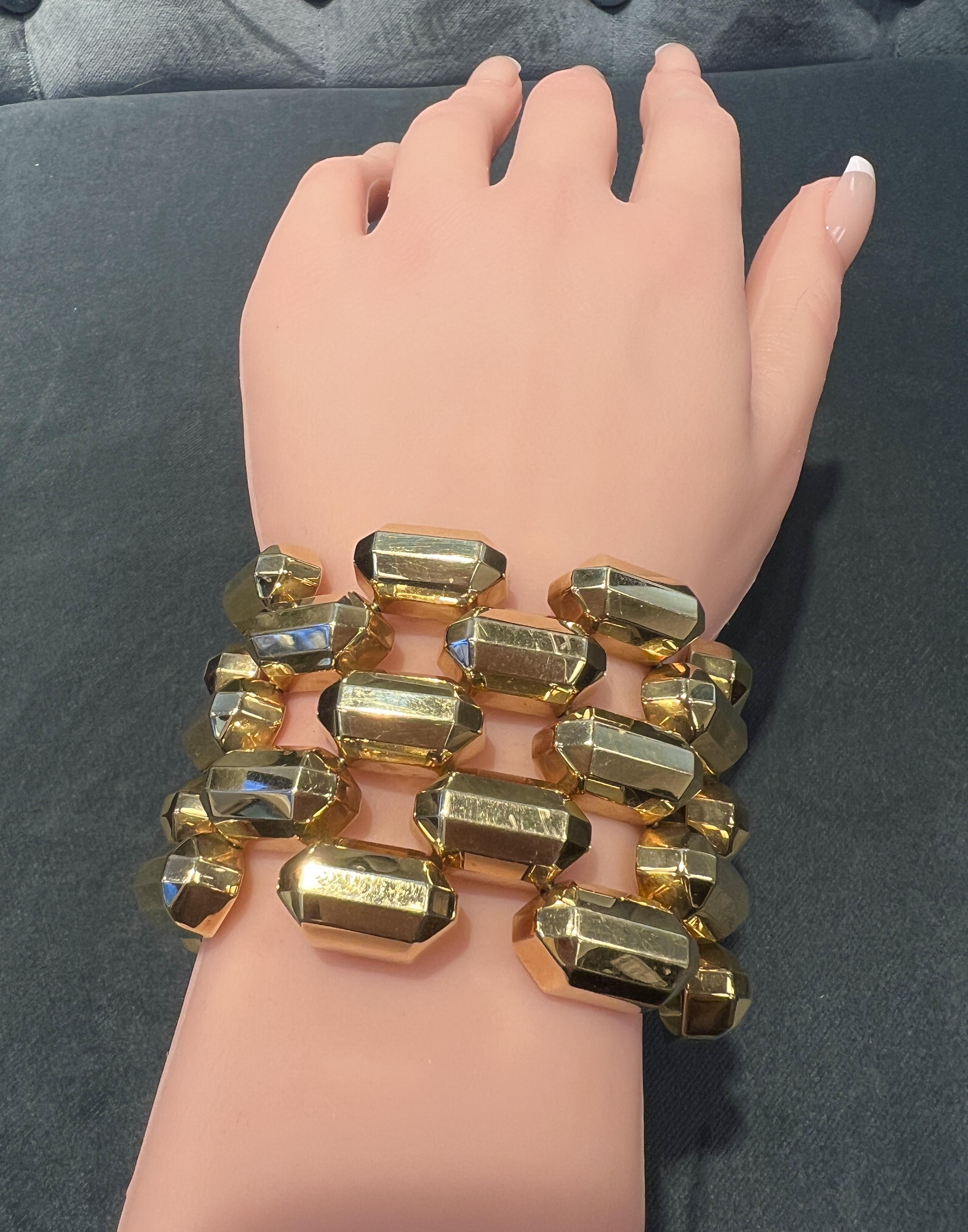 18K Gold 5 Row Gold Bar Bracelet