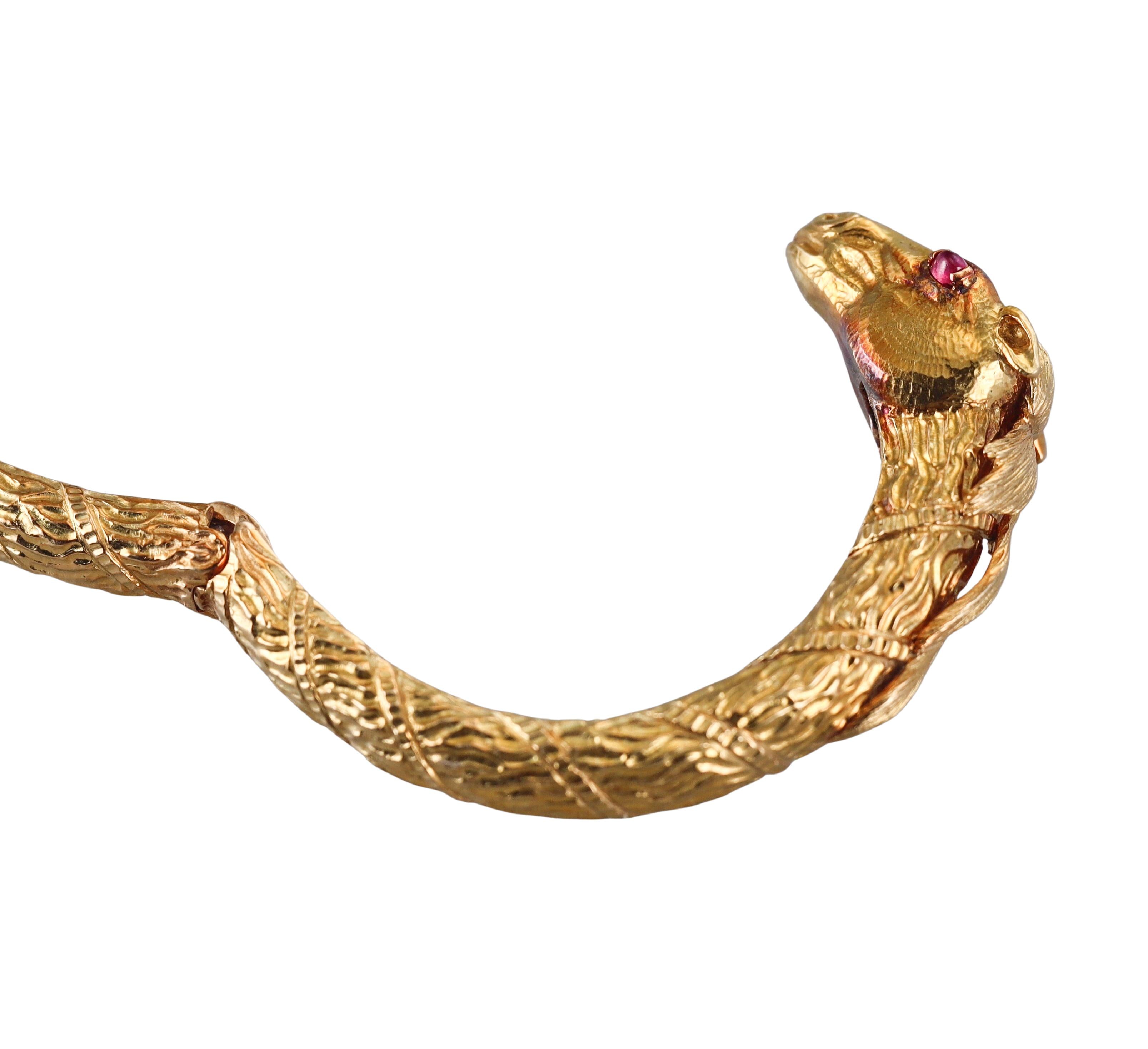 David Webb Ruby Gold Antelope Cuff Bracelet