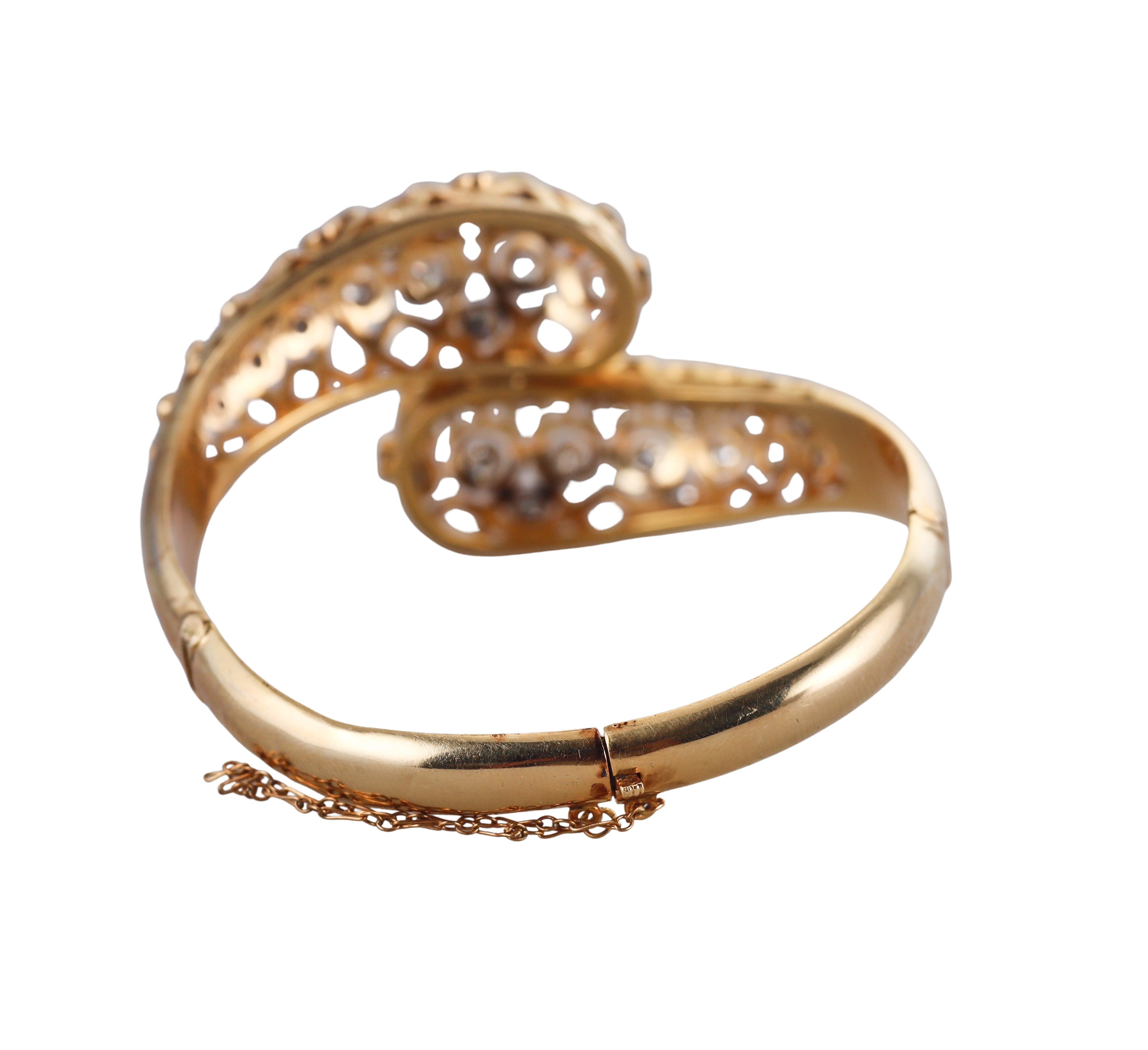 Diamond Gold Bypass Bangle Bracelet