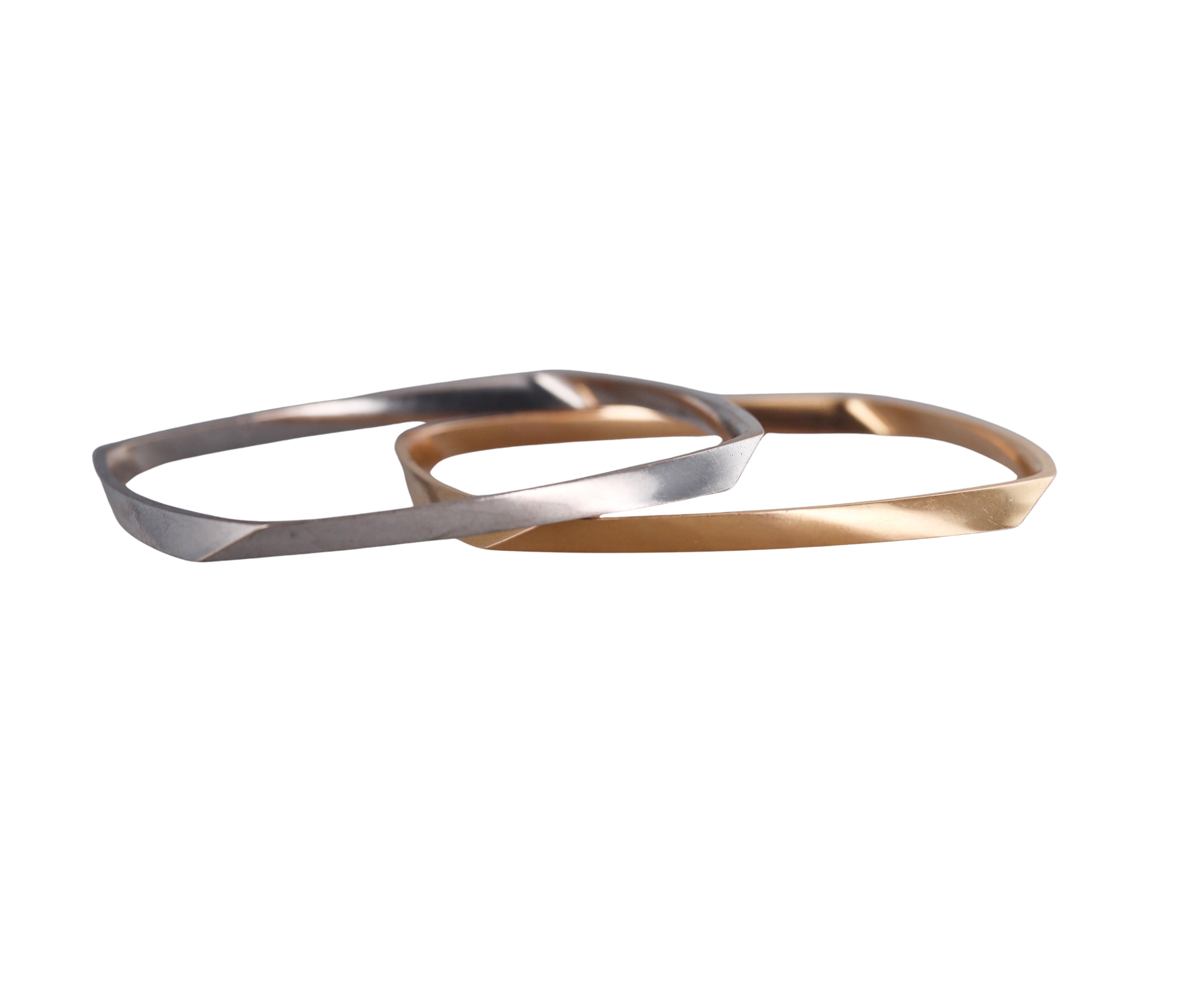 Tiffany & Co Gehry Torque White and Rose Gold Bangle Bracelet Set