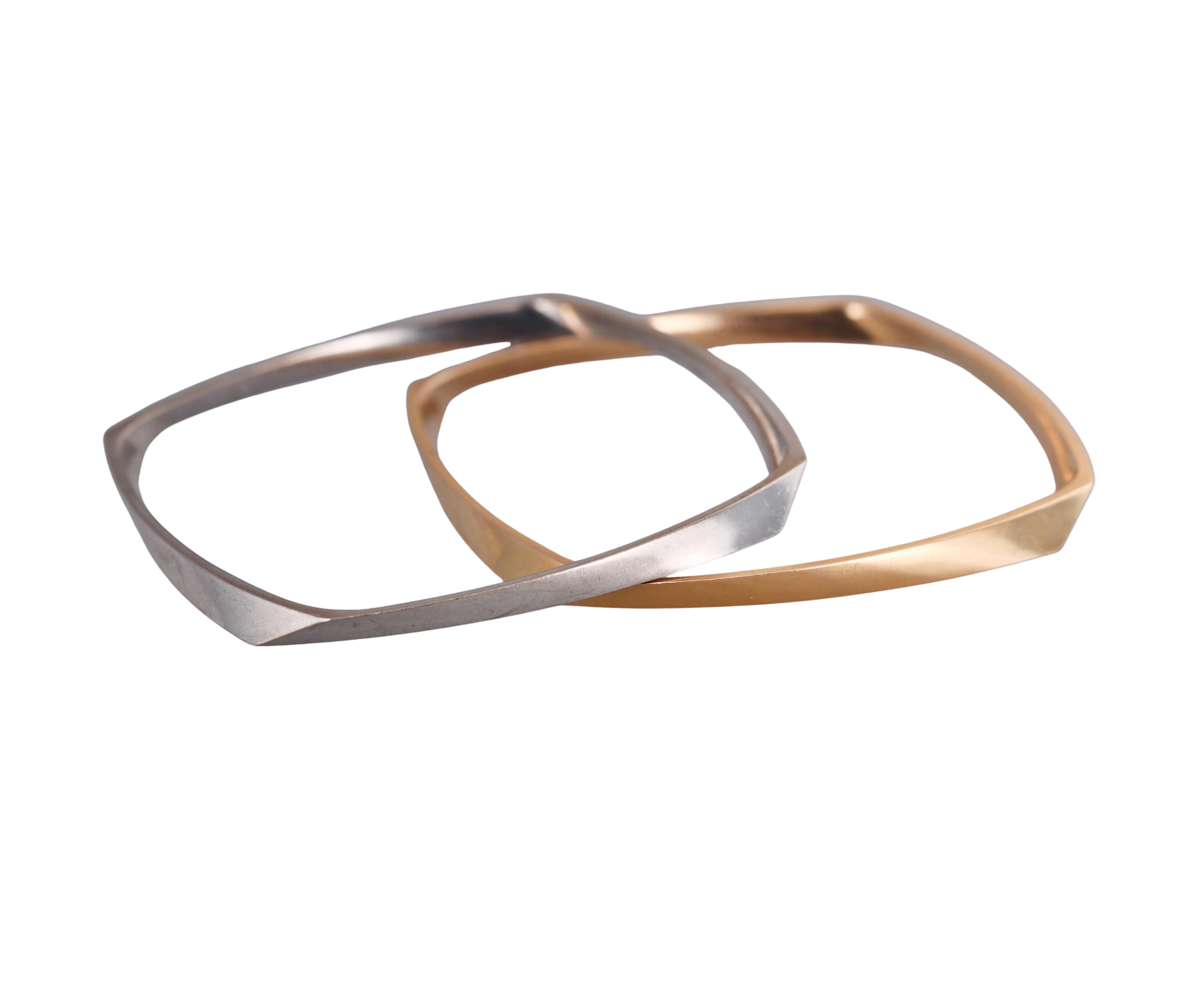 Tiffany & Co Gehry Torque White and Rose Gold Bangle Bracelet Set