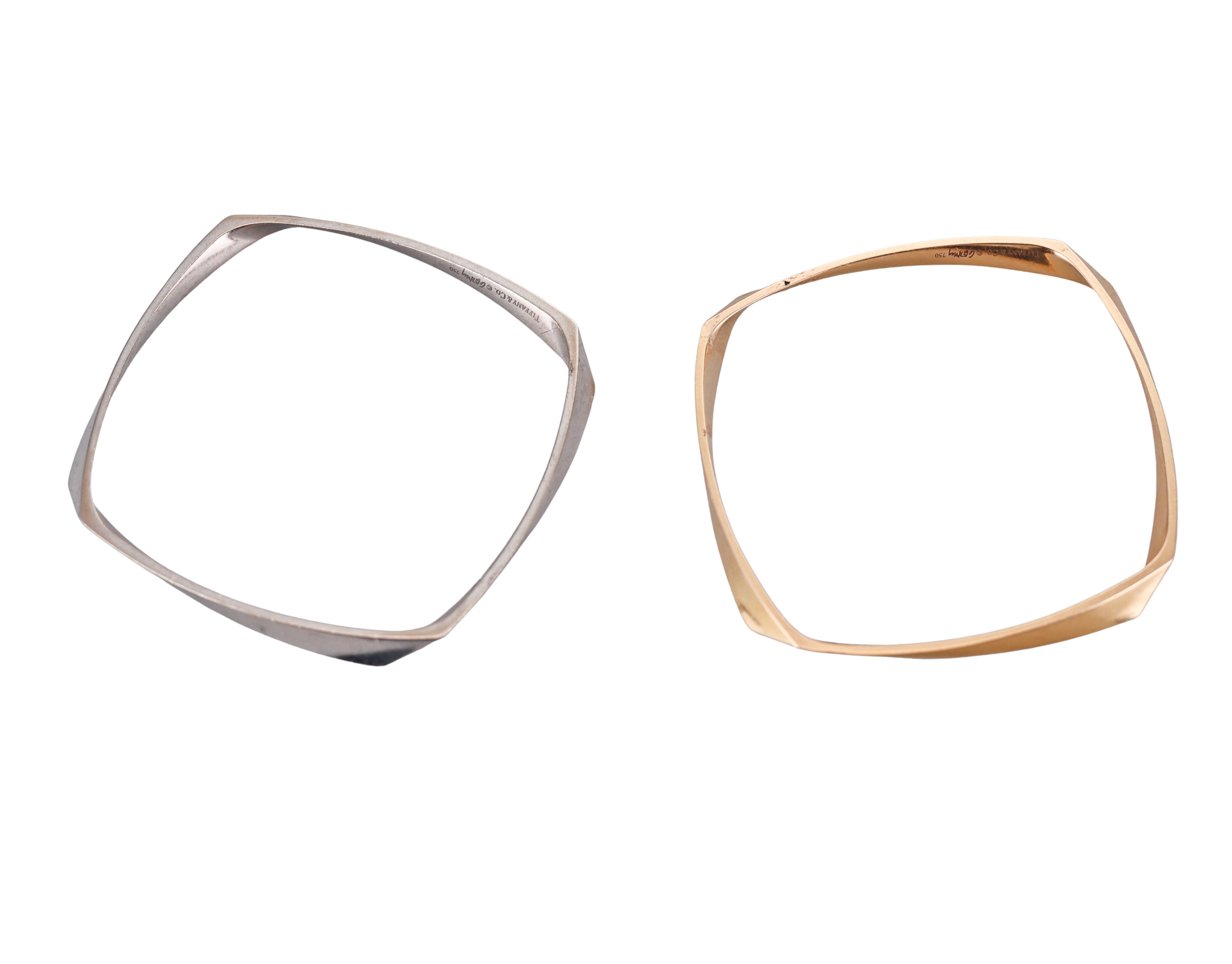Tiffany & Co Gehry Torque White and Rose Gold Bangle Bracelet Set