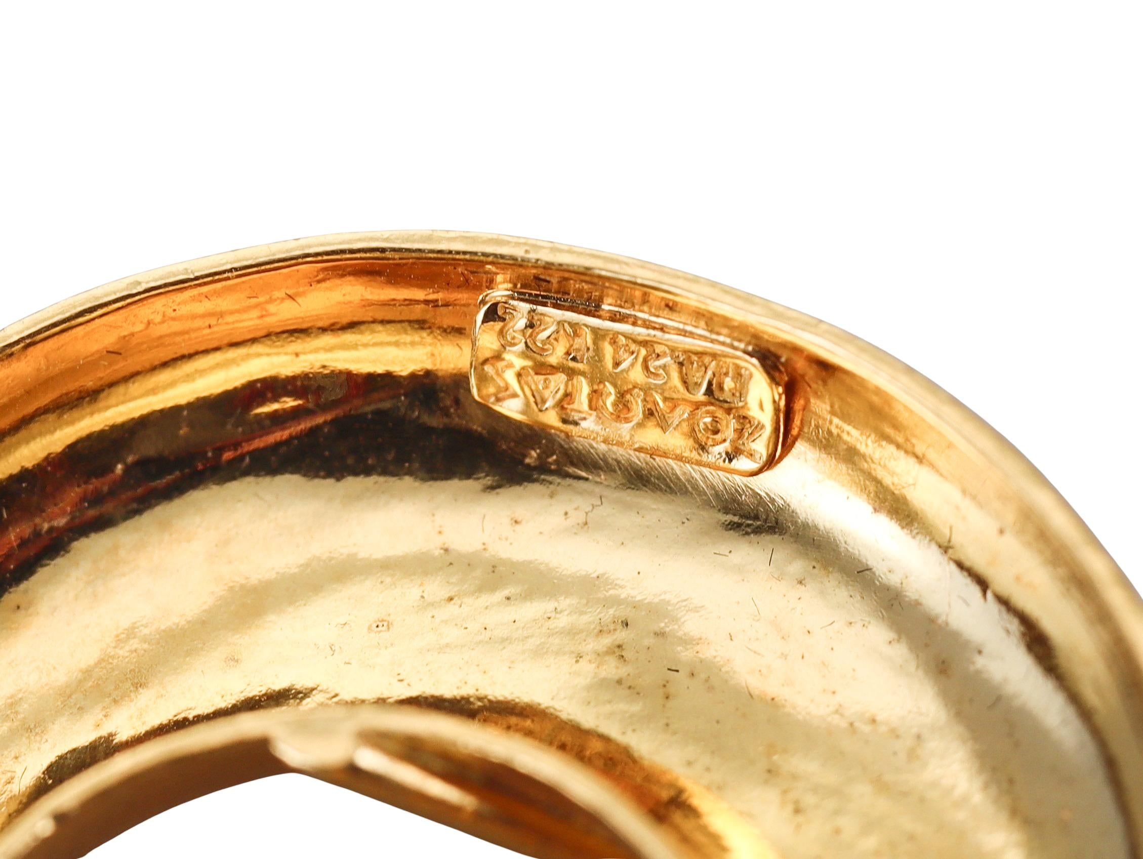 Zolotas Greece Gold Swirl Motif Hoop Earrings
