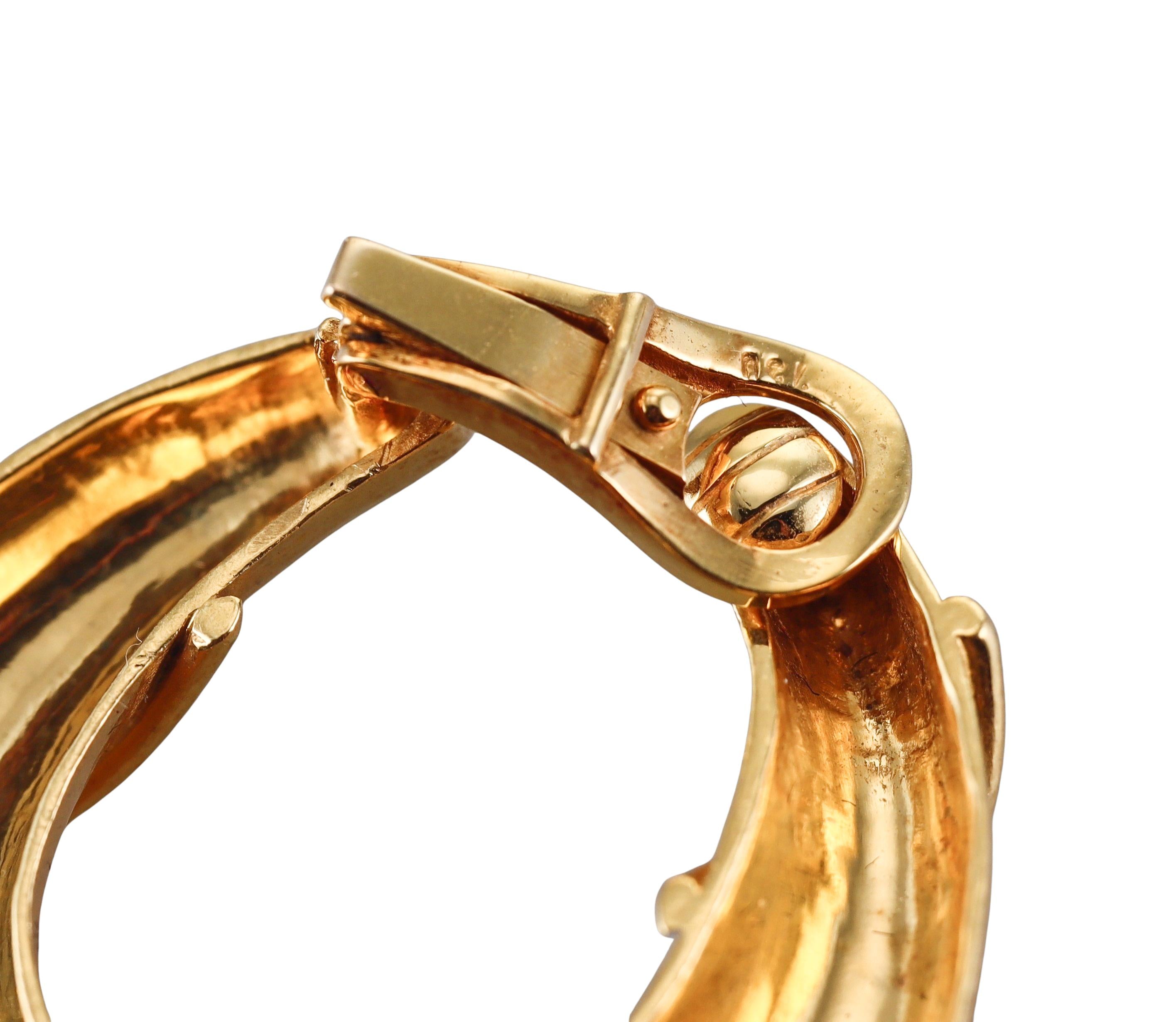 Zolotas Greece Gold Swirl Motif Hoop Earrings