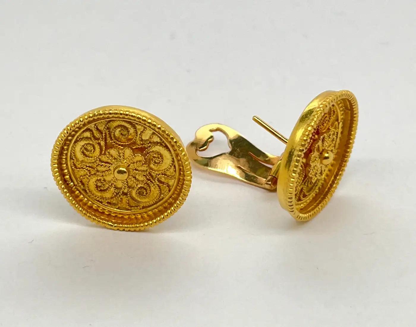 Ilias Lalaounis 18K YG Etruscan Revival Clip-on Earrings