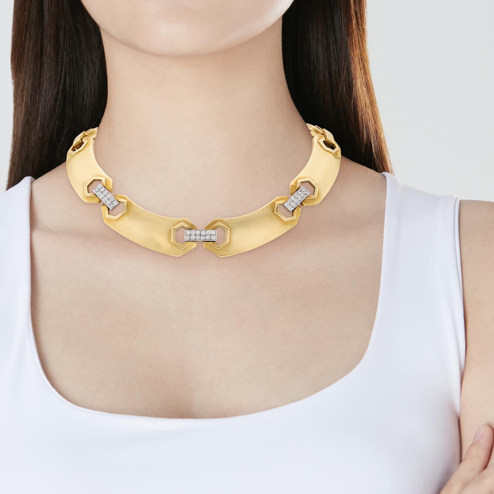 David Webb 18k Yellow Gold Diamond Necklace