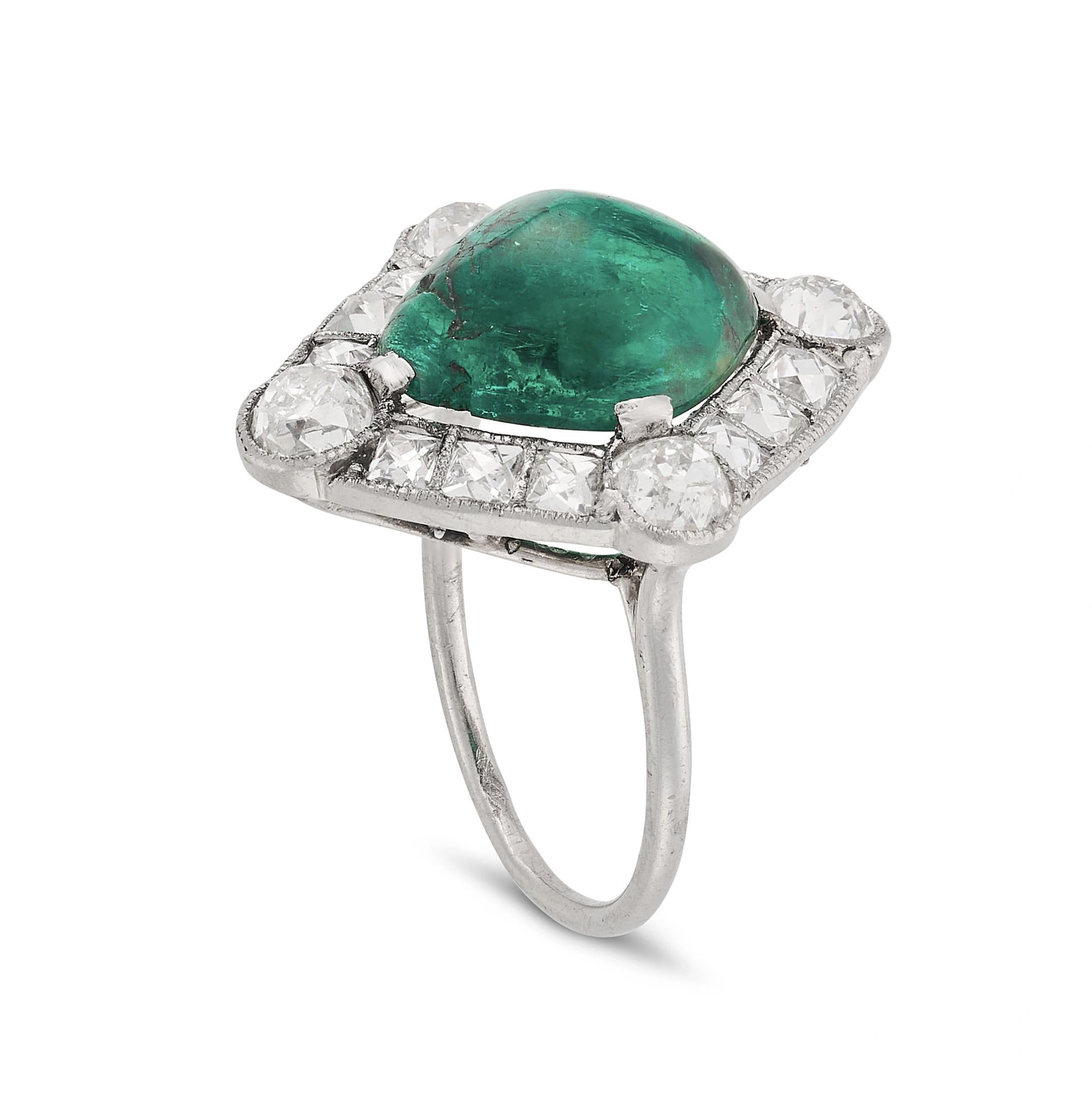 Cartier Platinum Emerald and Diamond Dress Ring