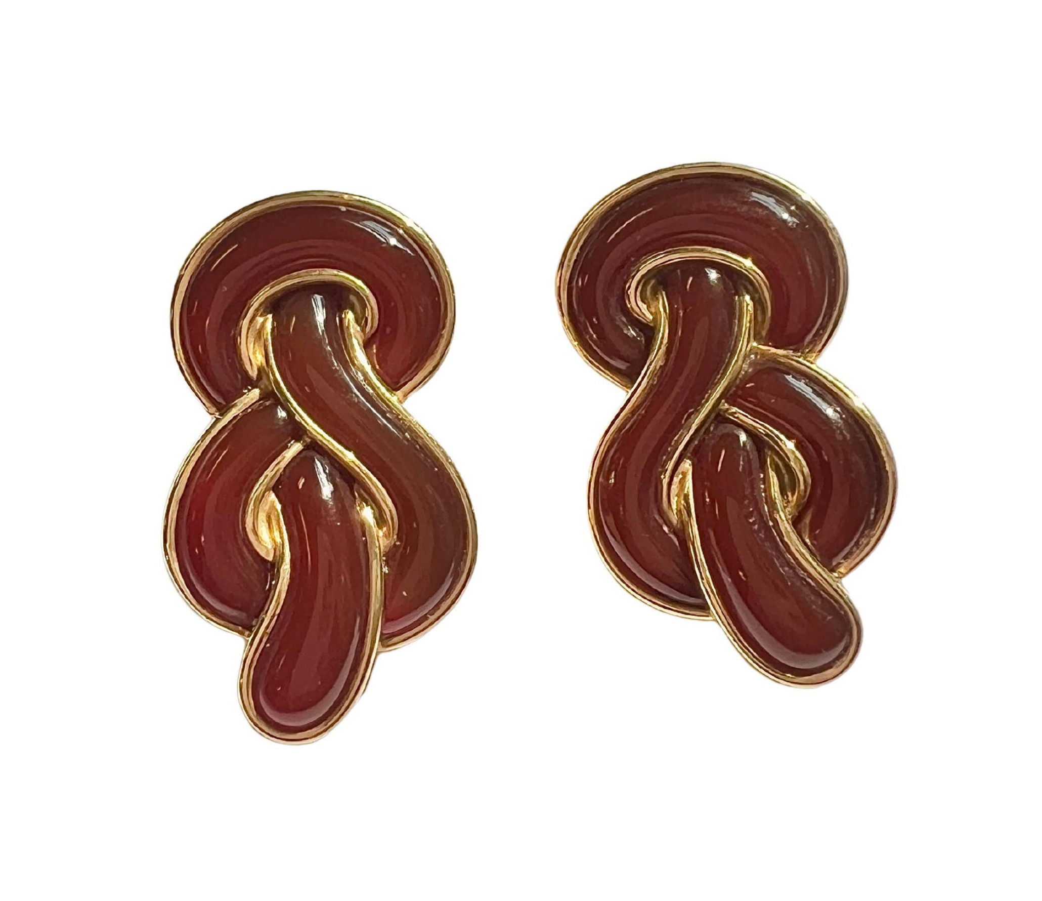 Angela Cummings Agate 18k Gold Clip On Earrings