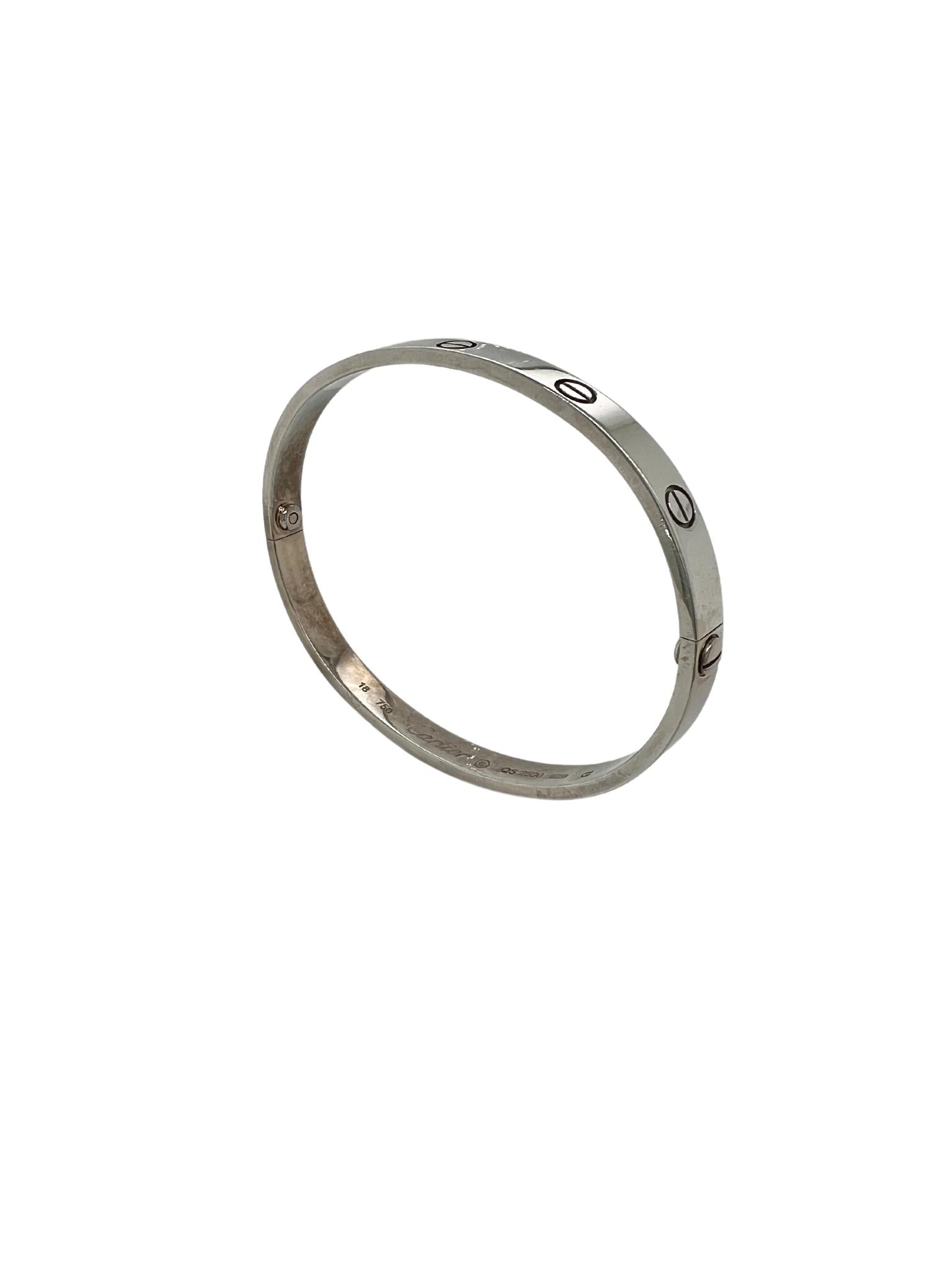 Cartier 18k White Gold Love Bangle Bracelet