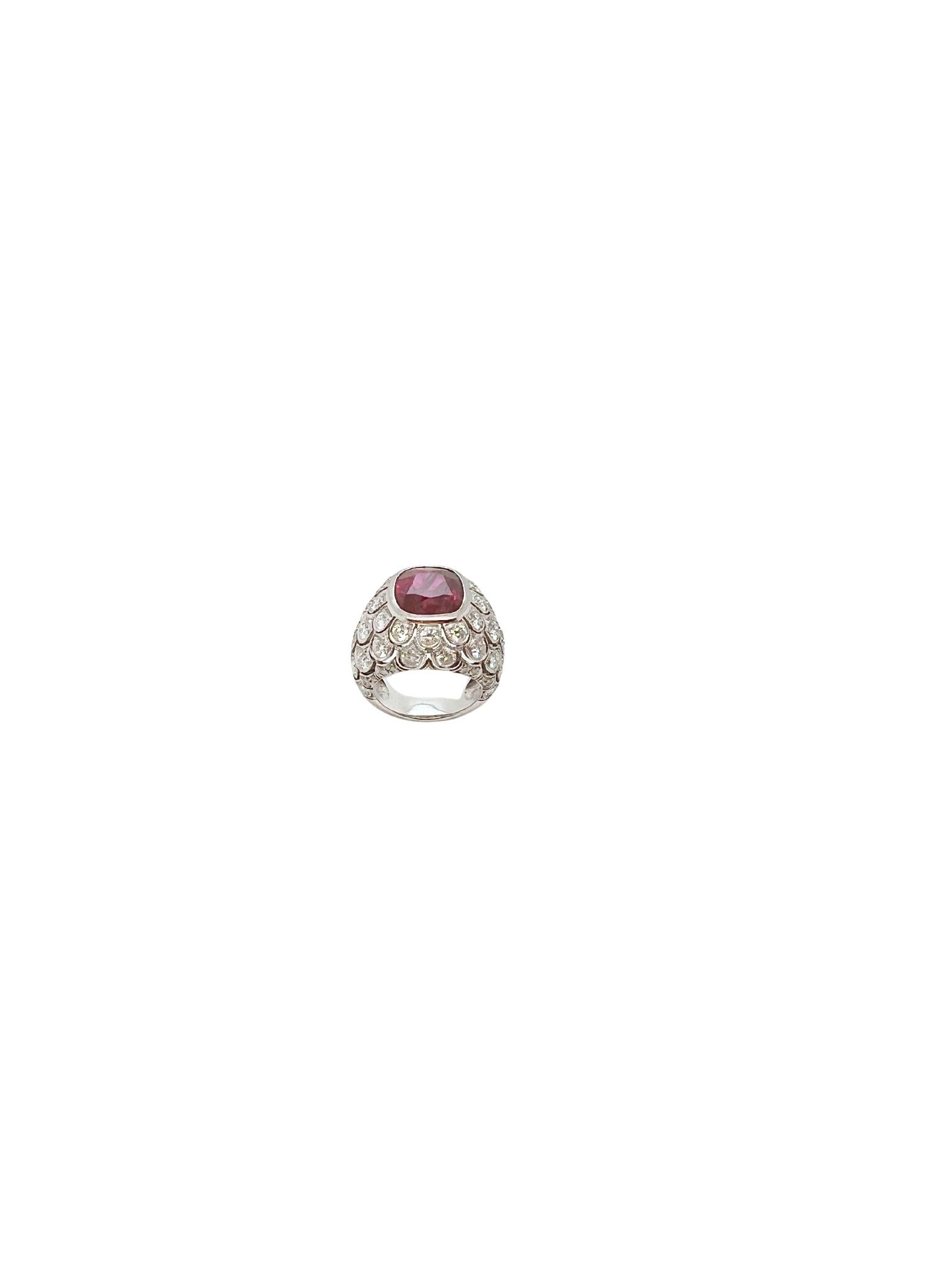 Burma Ruby and Diamond Ring