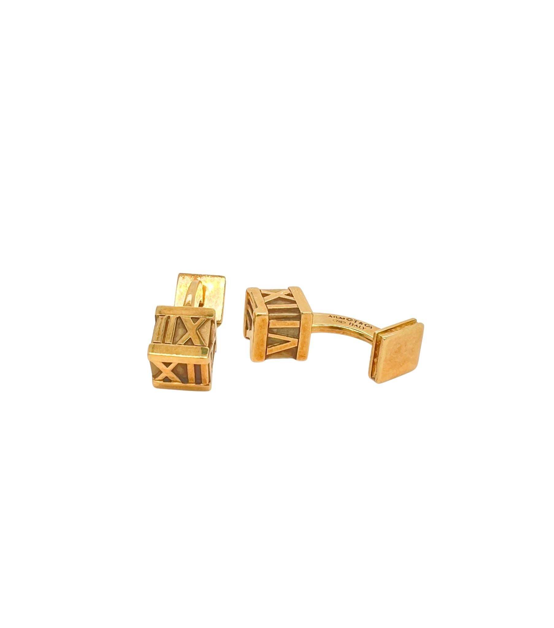 TIFFANY & Co. Atlas 18K Gold Numeric Cube Cufflinks