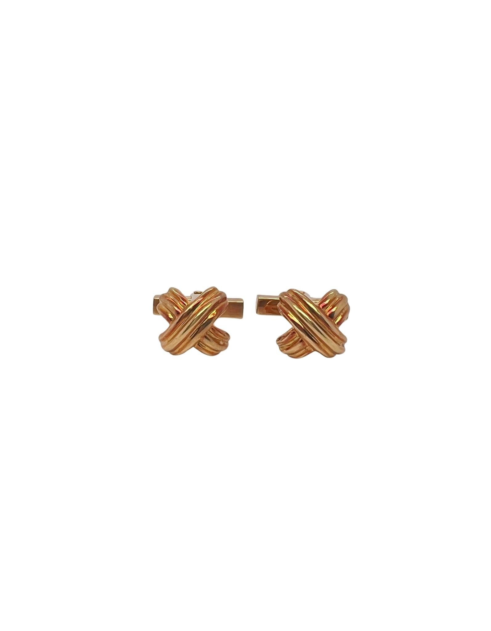 Tiffany & Co 18k Yellow Gold X Cufflinks
