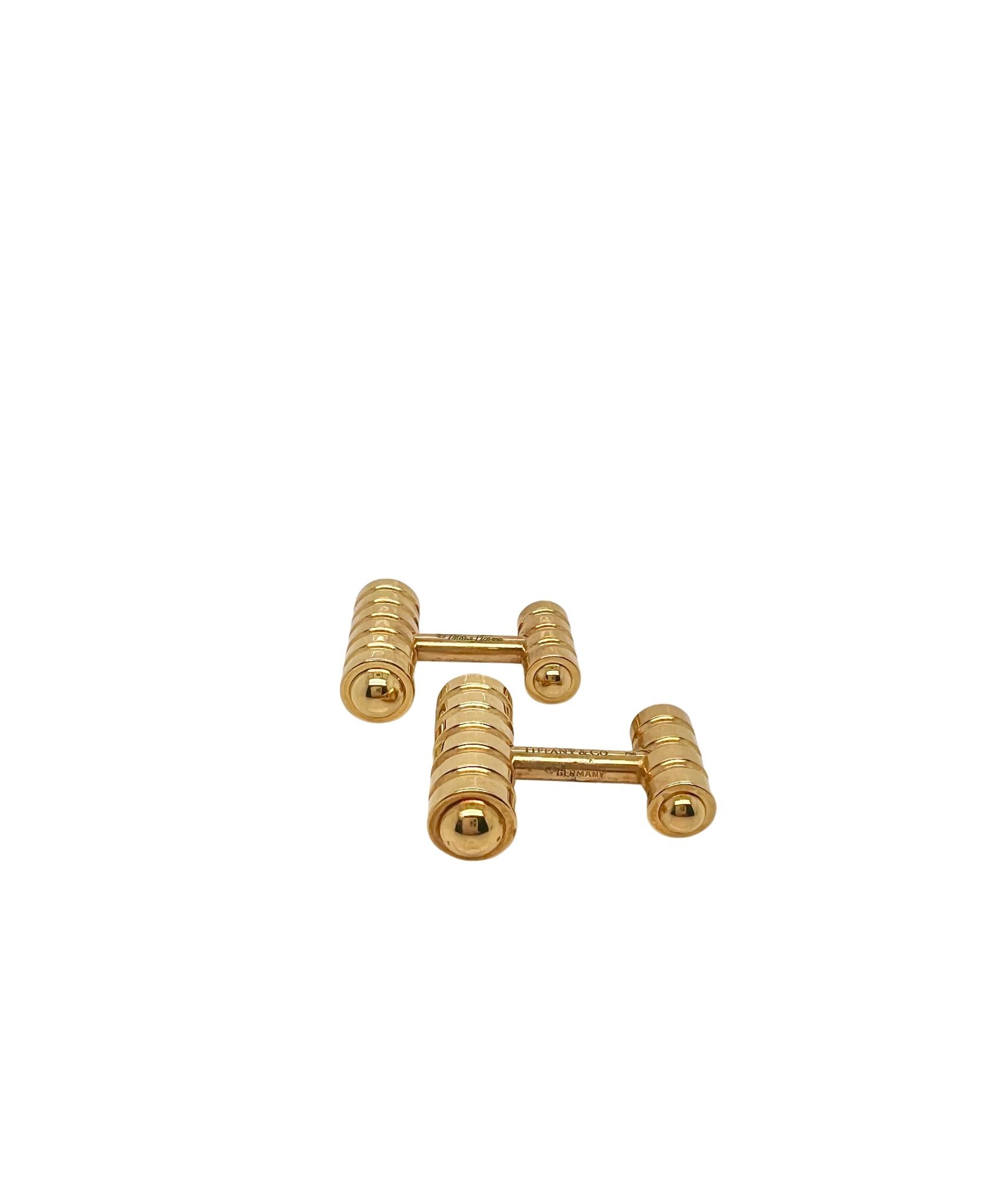 Tiffany & Co 18k Yellow Gold Groove Cufflinks by Paloma Picasso