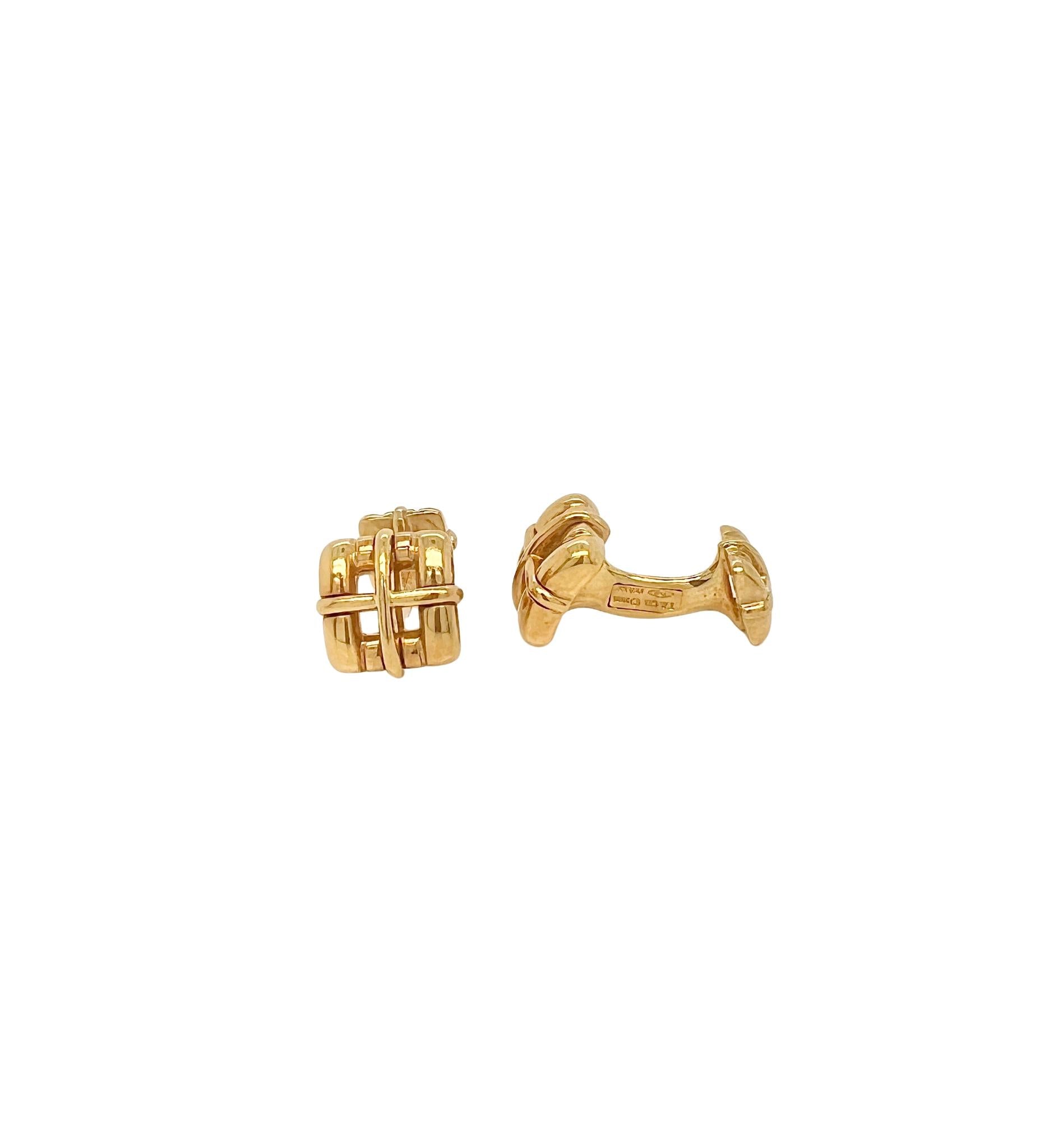 Tiffany & Co 18k Yellow Gold Biscayne Square Cufflinks