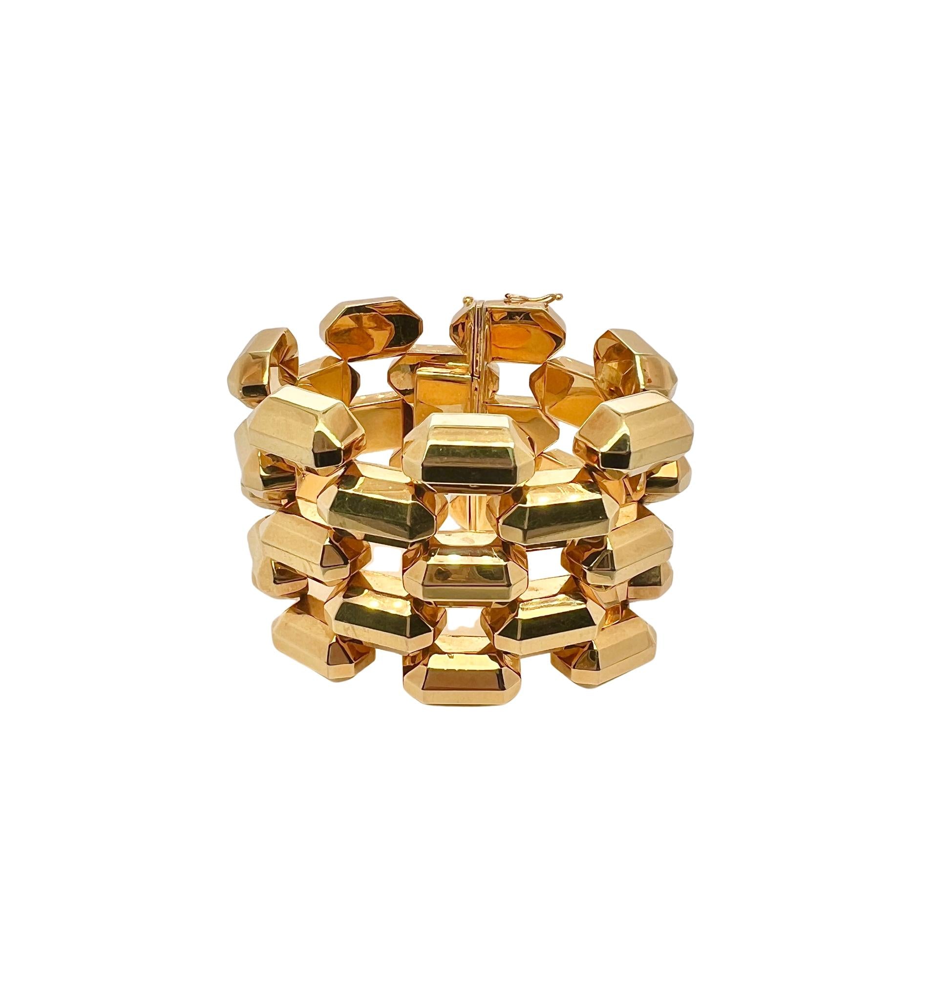 18K Gold 5 Row Gold Bar Bracelet