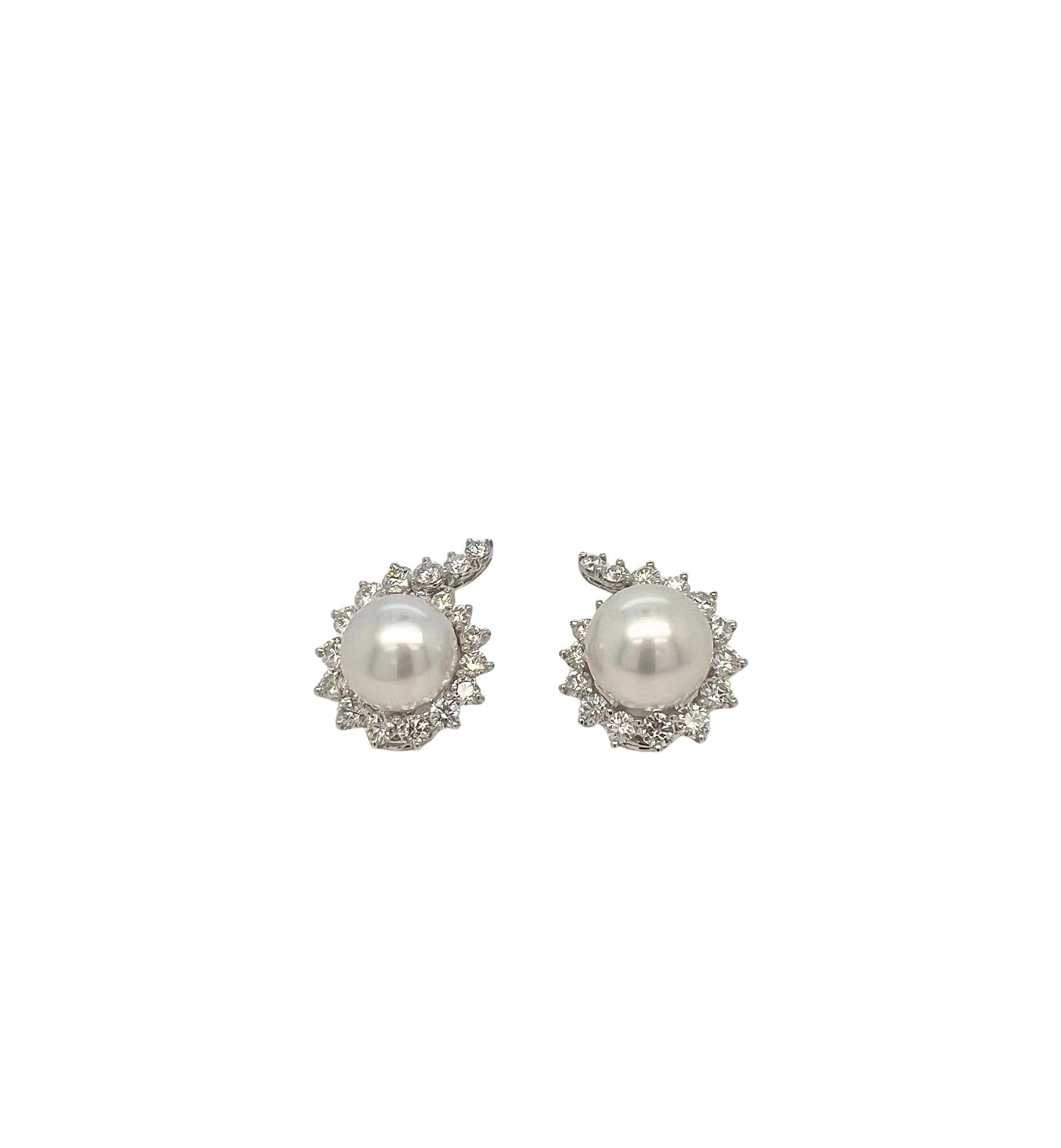 Angela Cummings For Assael Platinum, Cultured Pearl and Diamond Earclips