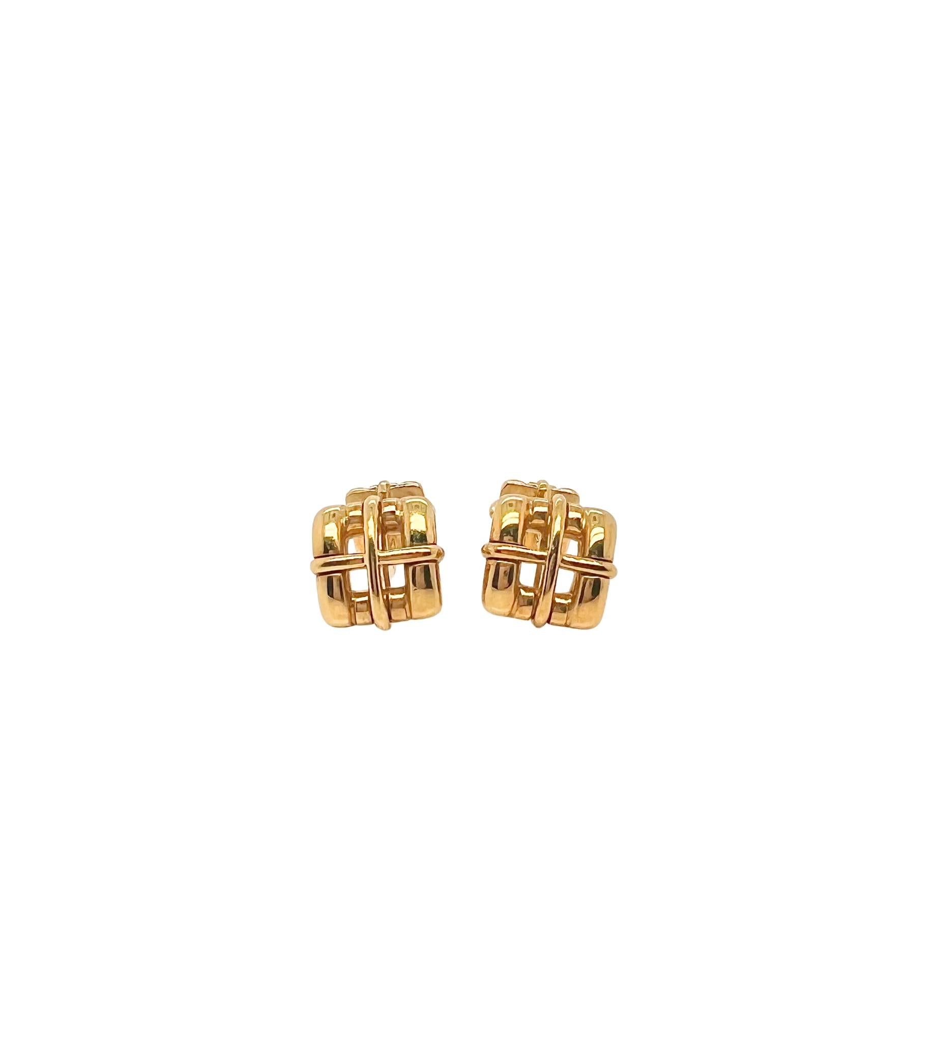 Tiffany & Co 18k Yellow Gold Biscayne Square Cufflinks