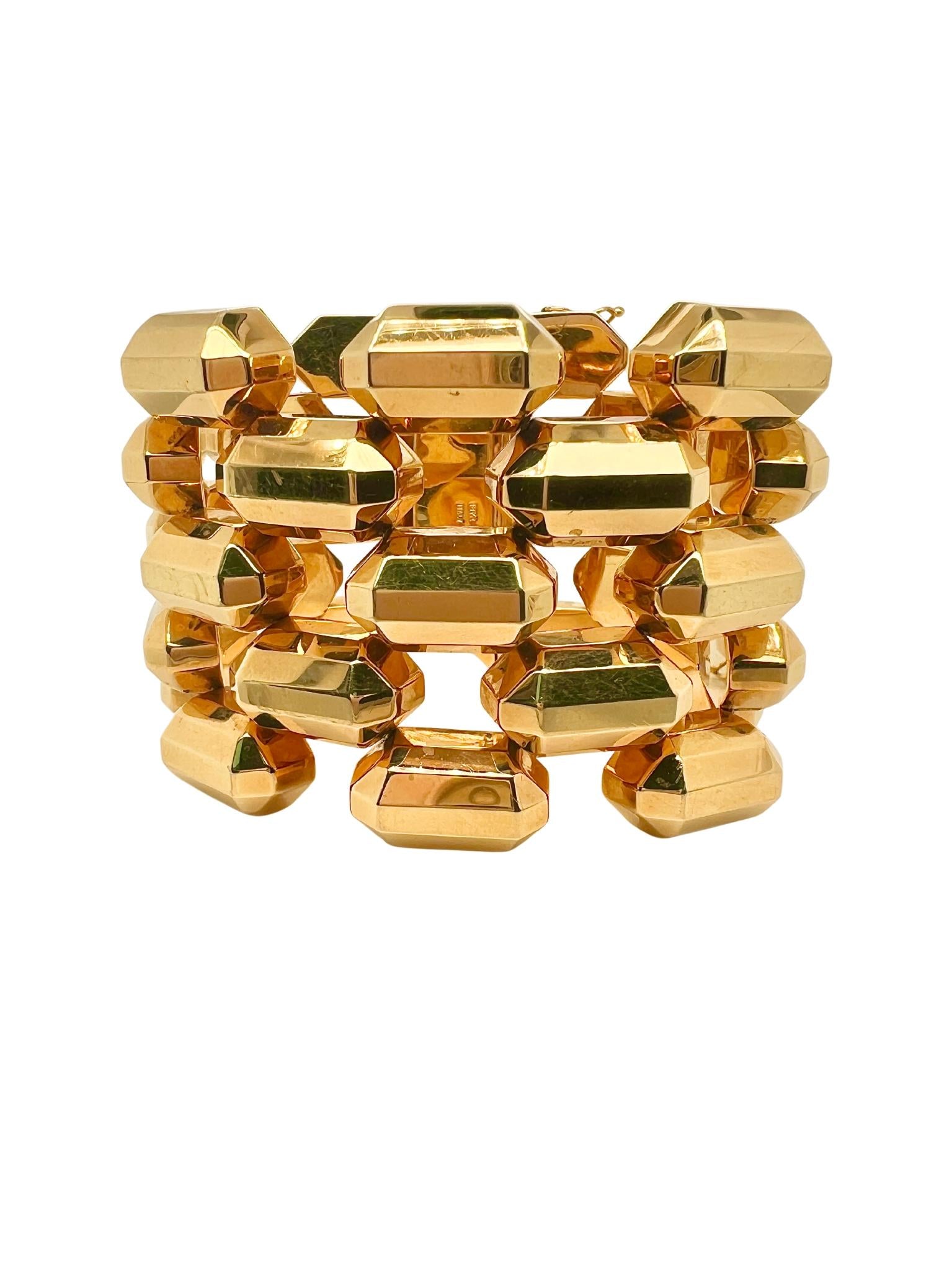 18K Gold 5 Row Gold Bar Bracelet