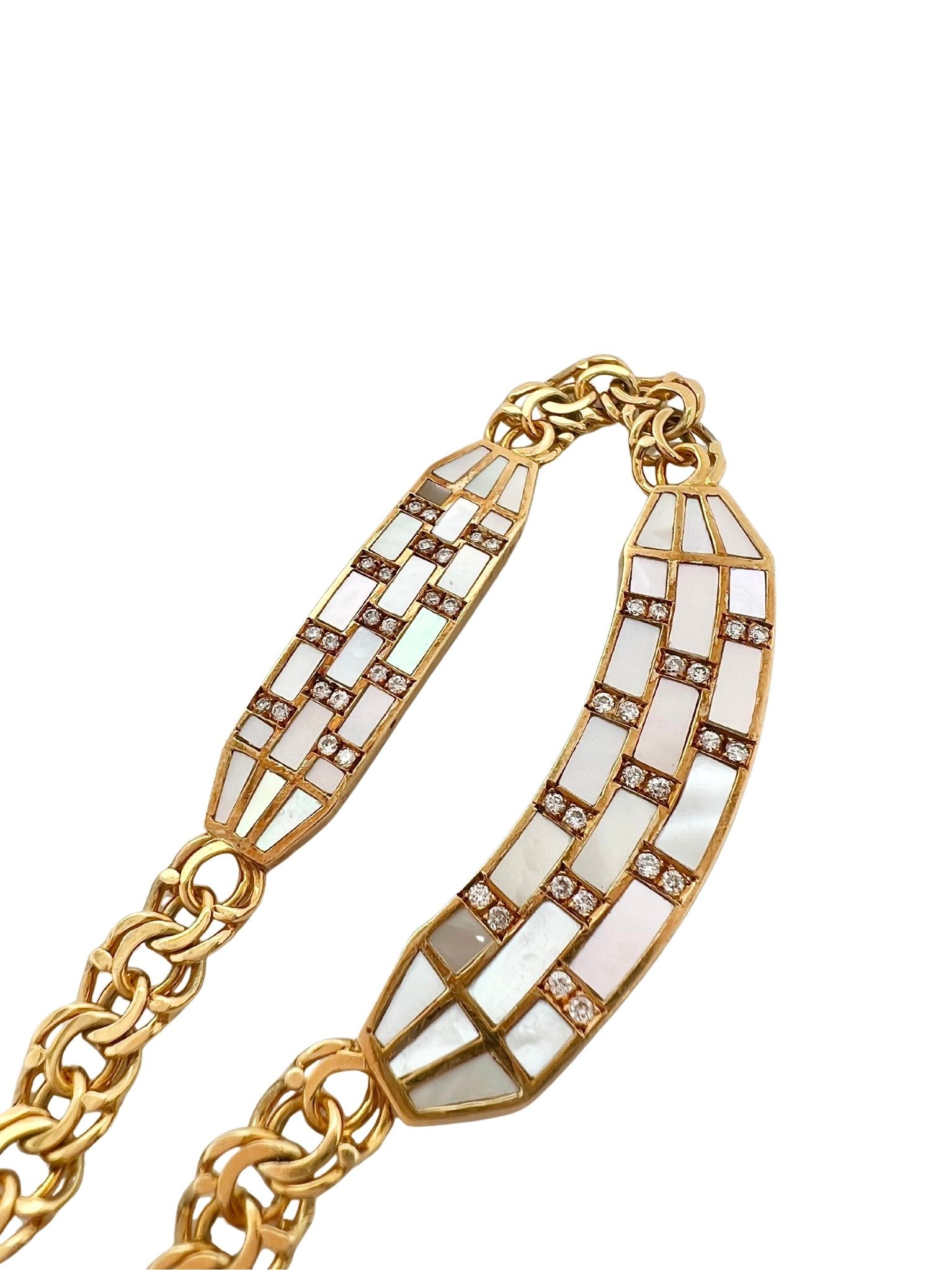 18k Gold, Mother-of-Pearl and Diamond Necklace