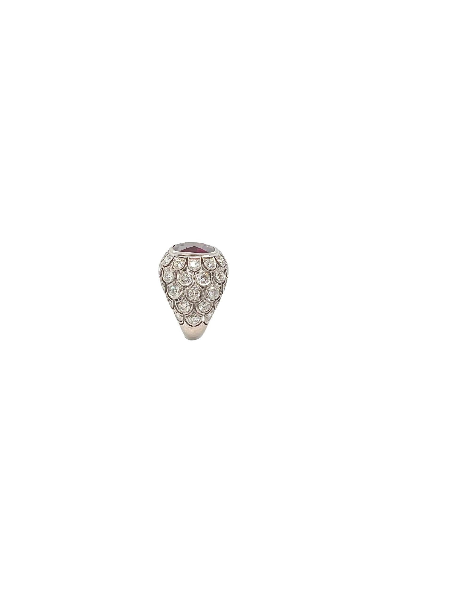 Burma Ruby and Diamond Ring