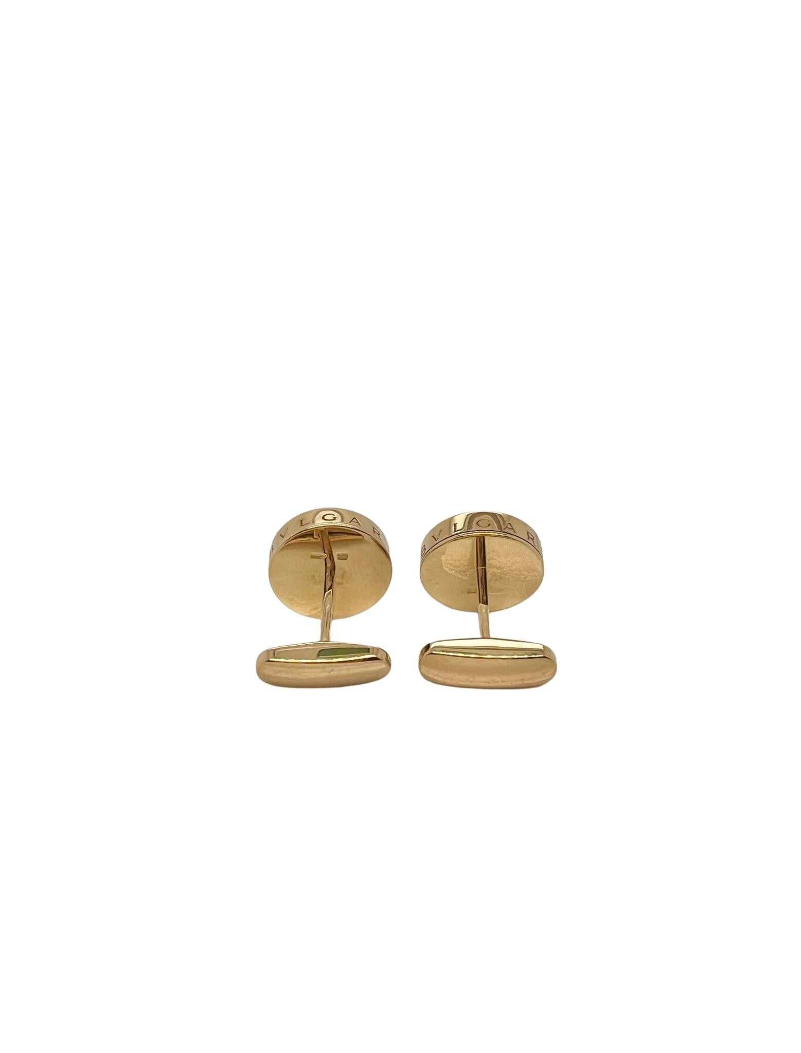 Bvlgari 18K Yellow Gold Mother of Pearl Cufflinks