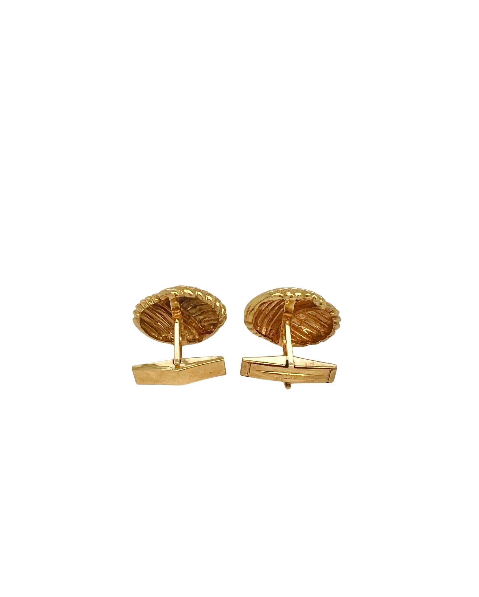 Tiffany & Co 18k Yellow Gold Oval Woven Rope Knot Cufflinks