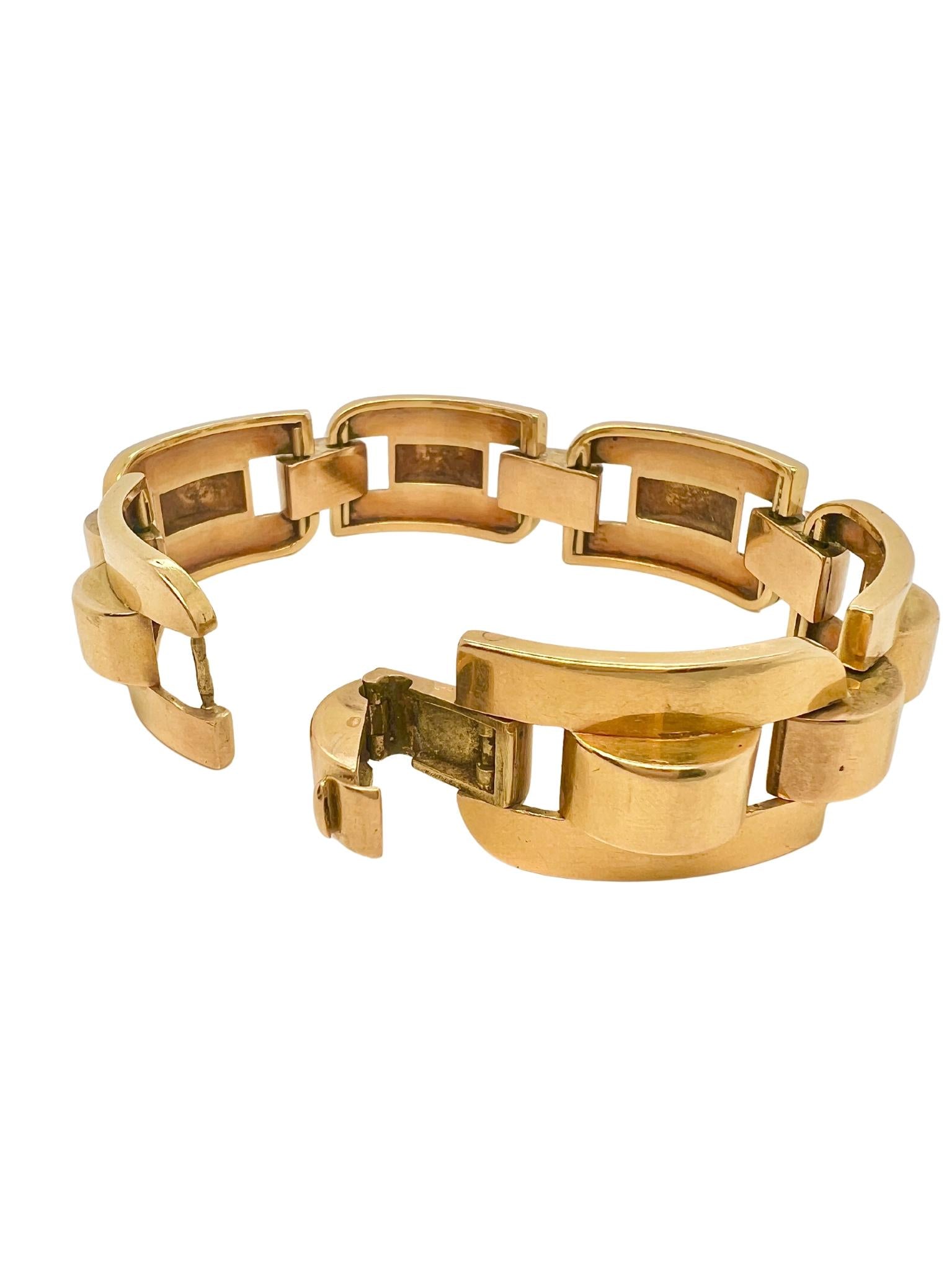 18k Gold Fancy Wide Link Bracelet