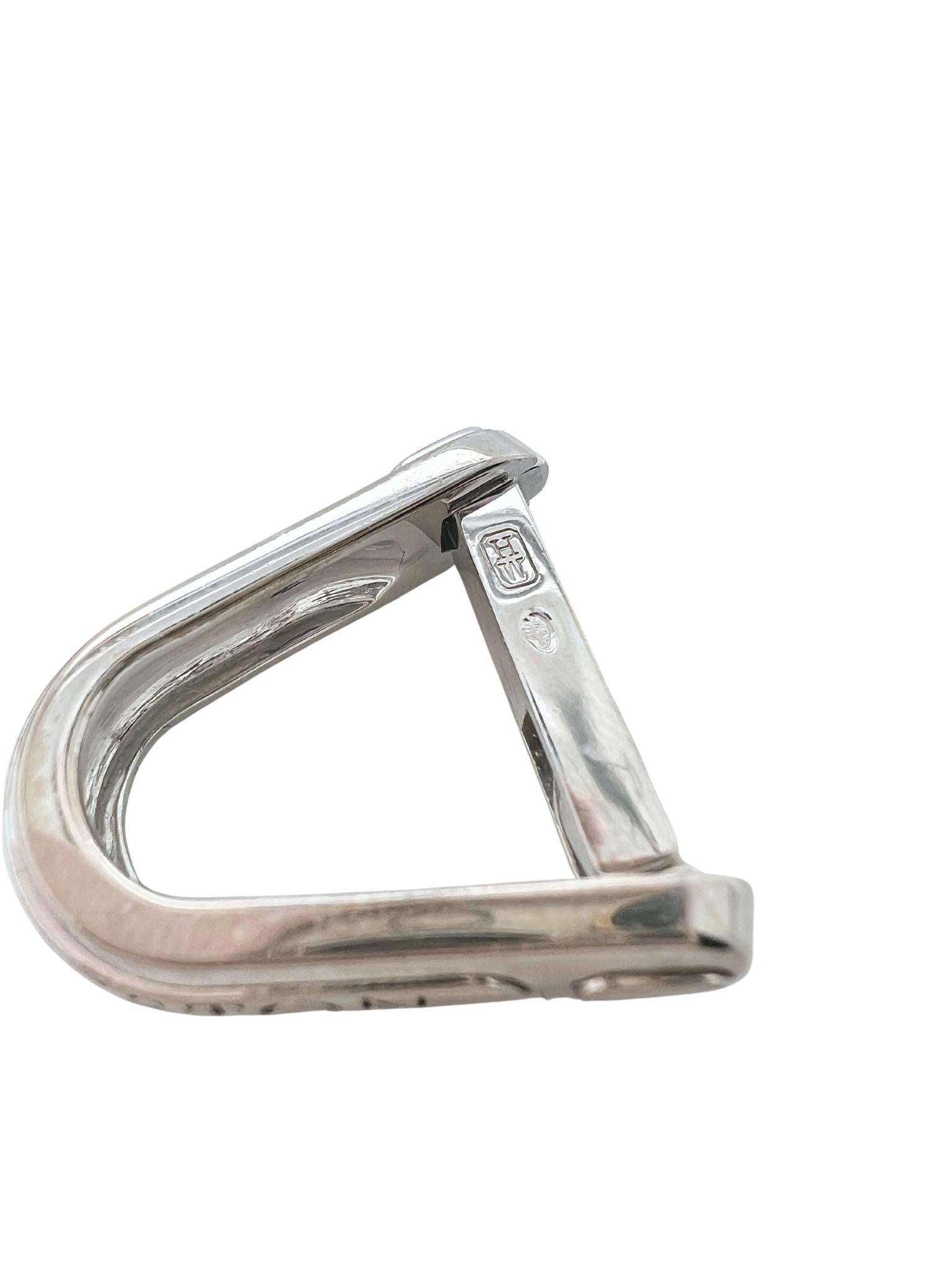 Harry Winston 18k White Gold Signature Engraved Cufflinks