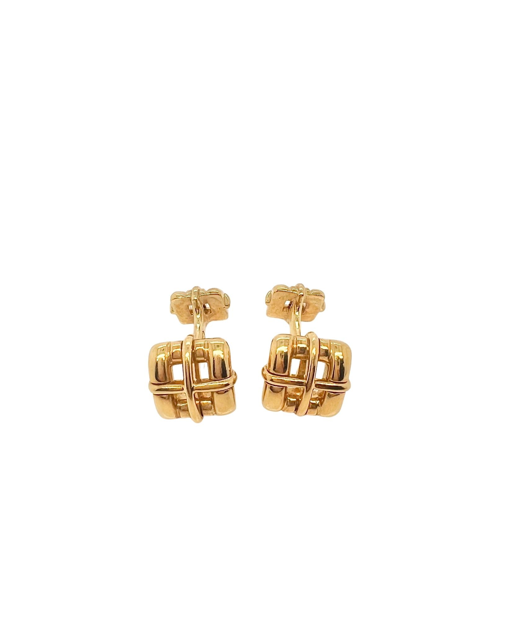 Tiffany & Co 18k Yellow Gold Biscayne Square Cufflinks