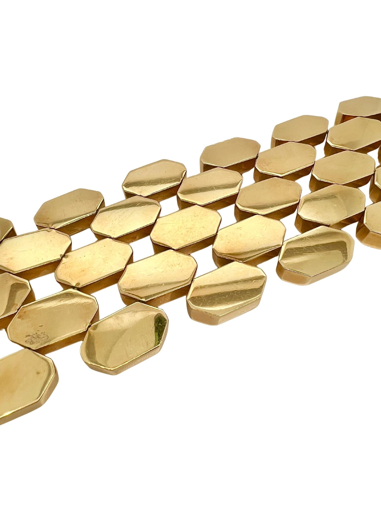 18K Gold 5 Row Gold Bar Bracelet