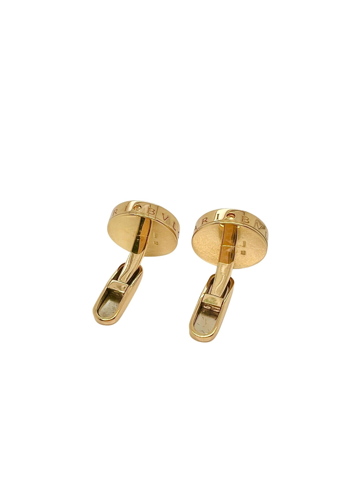 Bvlgari 18K Yellow Gold Mother of Pearl Cufflinks