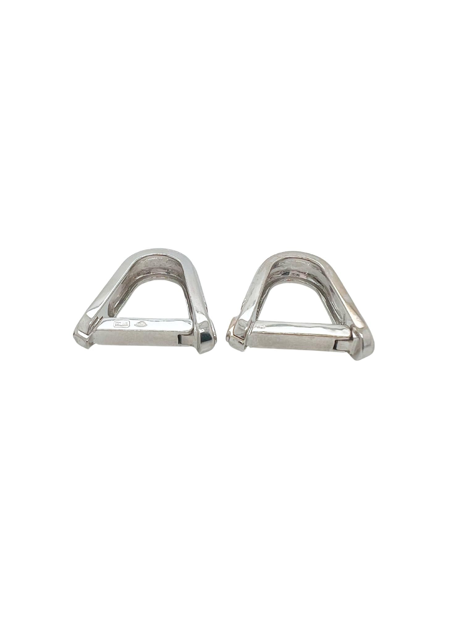 Harry Winston 18k White Gold Signature Engraved Cufflinks